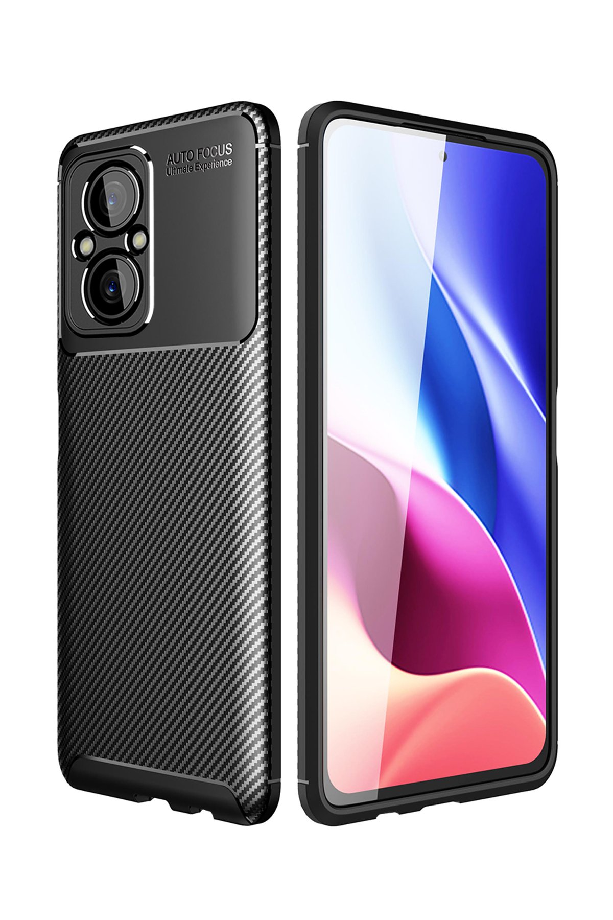 Newface Xiaomi Poco M5 Kılıf Auto Focus Karbon Kapak - Siyah
