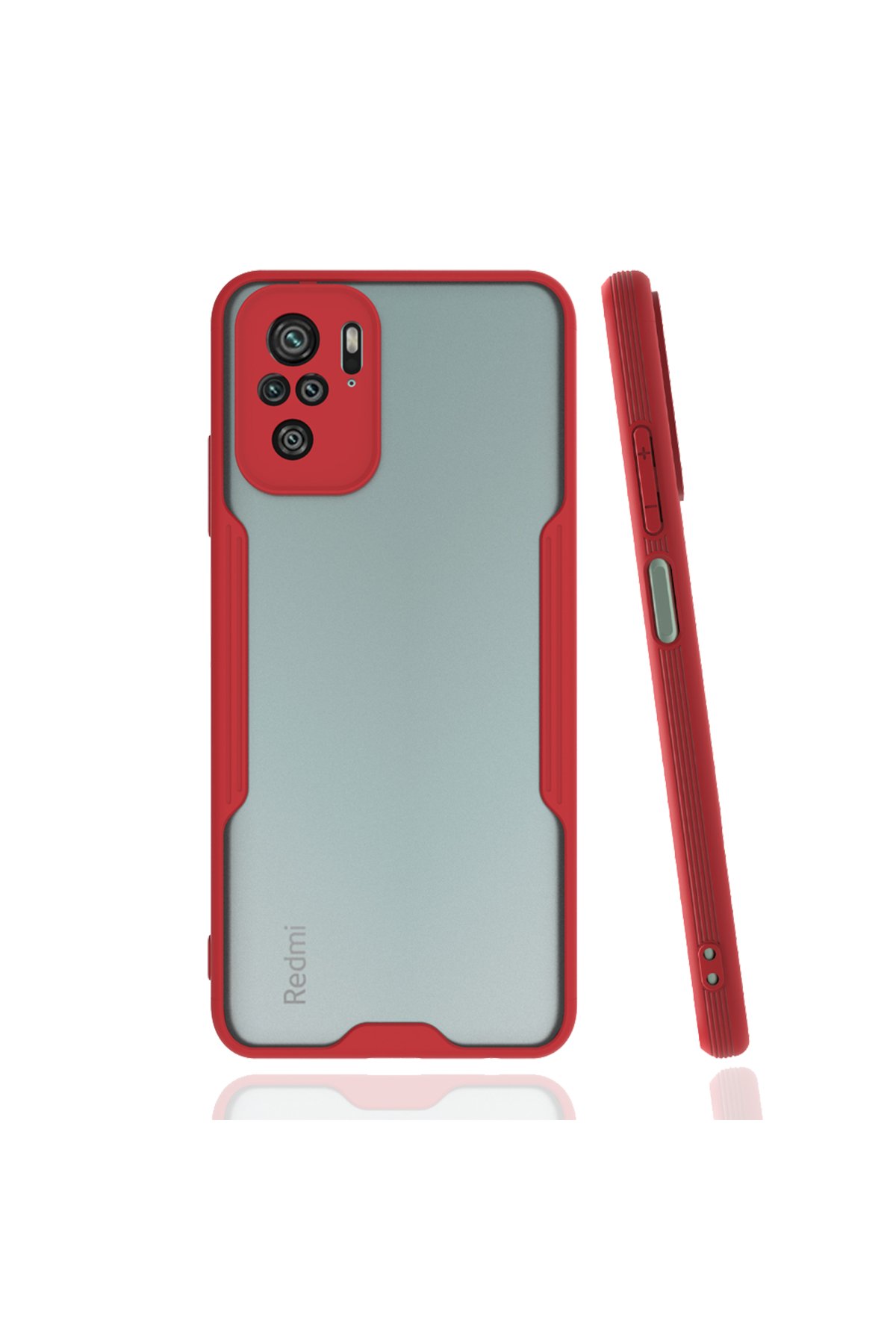 Newface Xiaomi Poco M5s Kılıf Focus Derili Silikon - Kırmızı