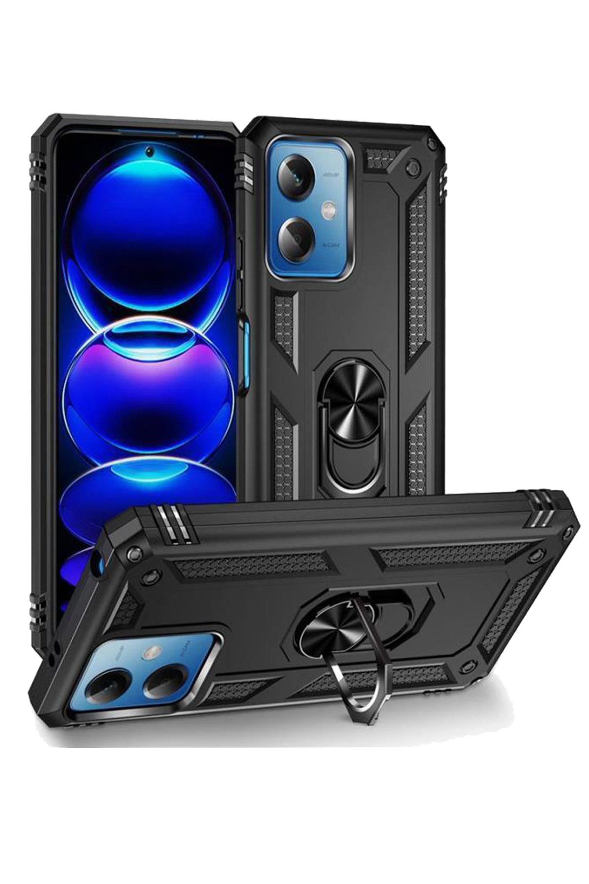 Newface Xiaomi Poco X5 5G Kılıf Montreal Yüzüklü Silikon Kapak - Lacivert