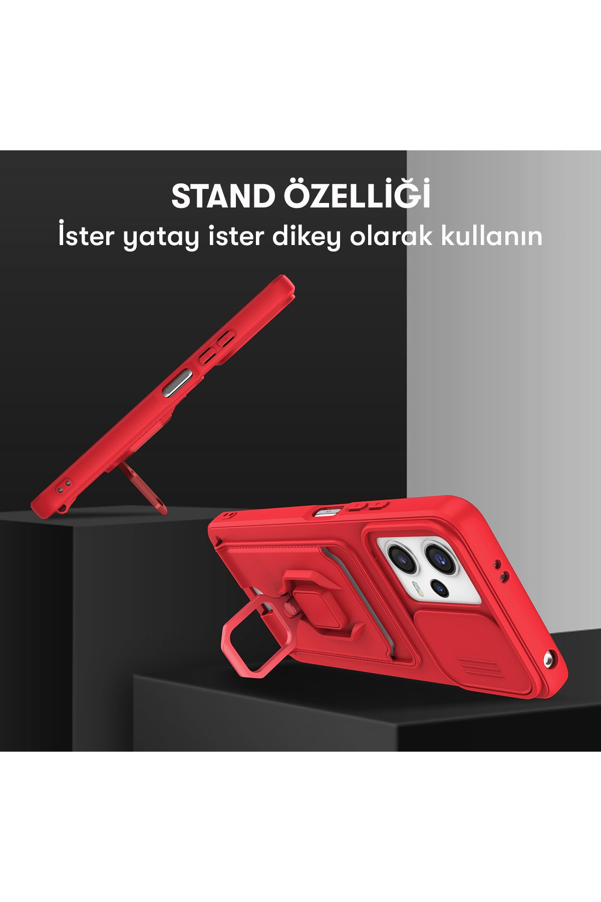Newface Xiaomi Poco X5 5G Kılıf Mega Standlı Silikon - Yeşil