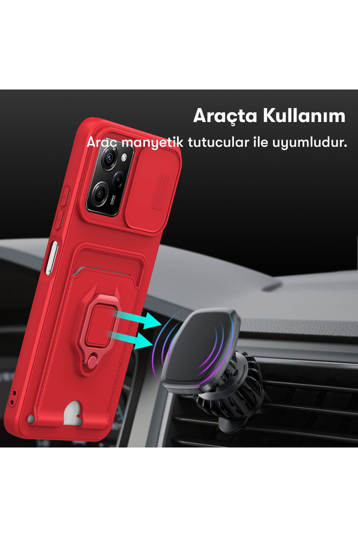 Newface Xiaomi Poco X5 Pro 5G Kılıf Kelvin Kartvizitli Silikon - Kırmızı