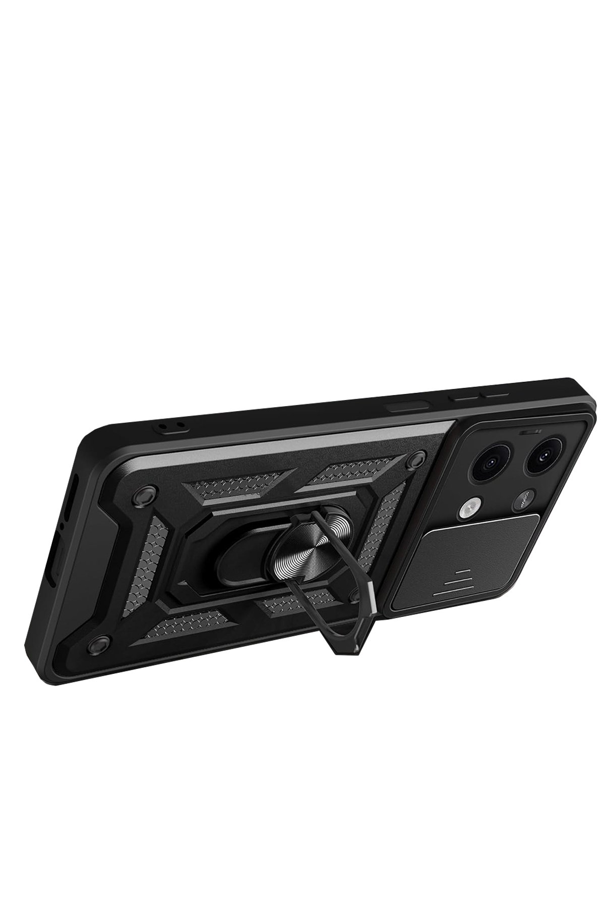 Newface Xiaomi Poco X6 Kılıf Pars Lens Yüzüklü Silikon - Gümüş