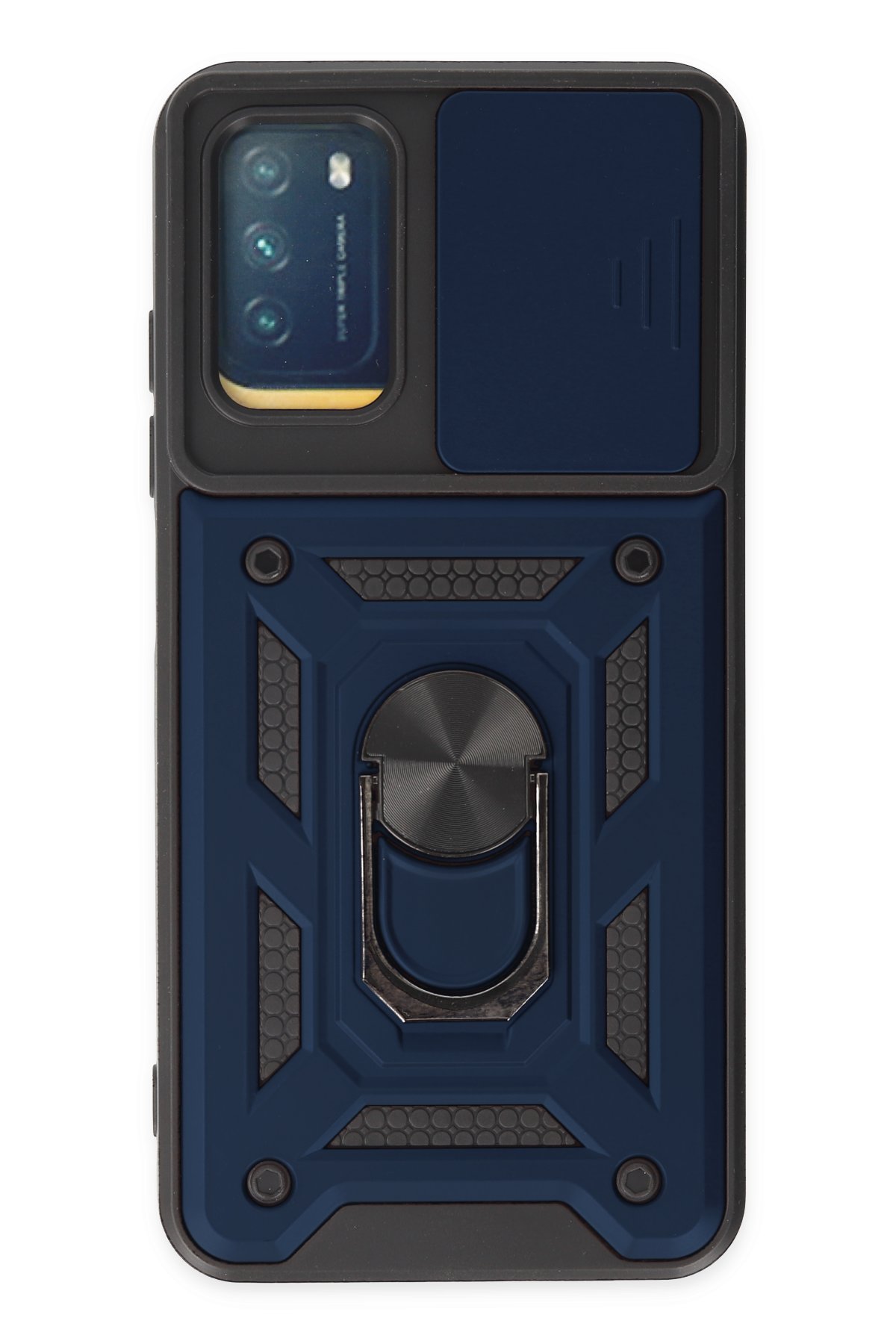 Newface Xiaomi Pocophone M3 Kılıf Range Yüzüklü Silikon - Siyah