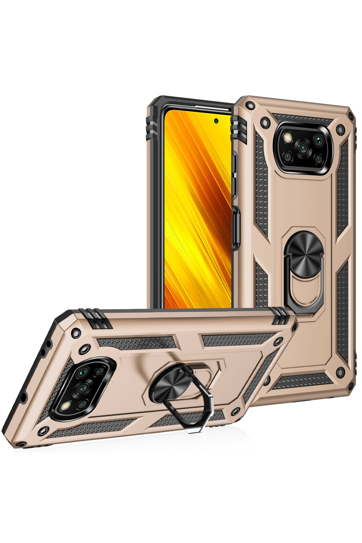 Newface Xiaomi Pocophone X3 Pro Kılıf Montreal Yüzüklü Silikon Kapak - Kırmızı