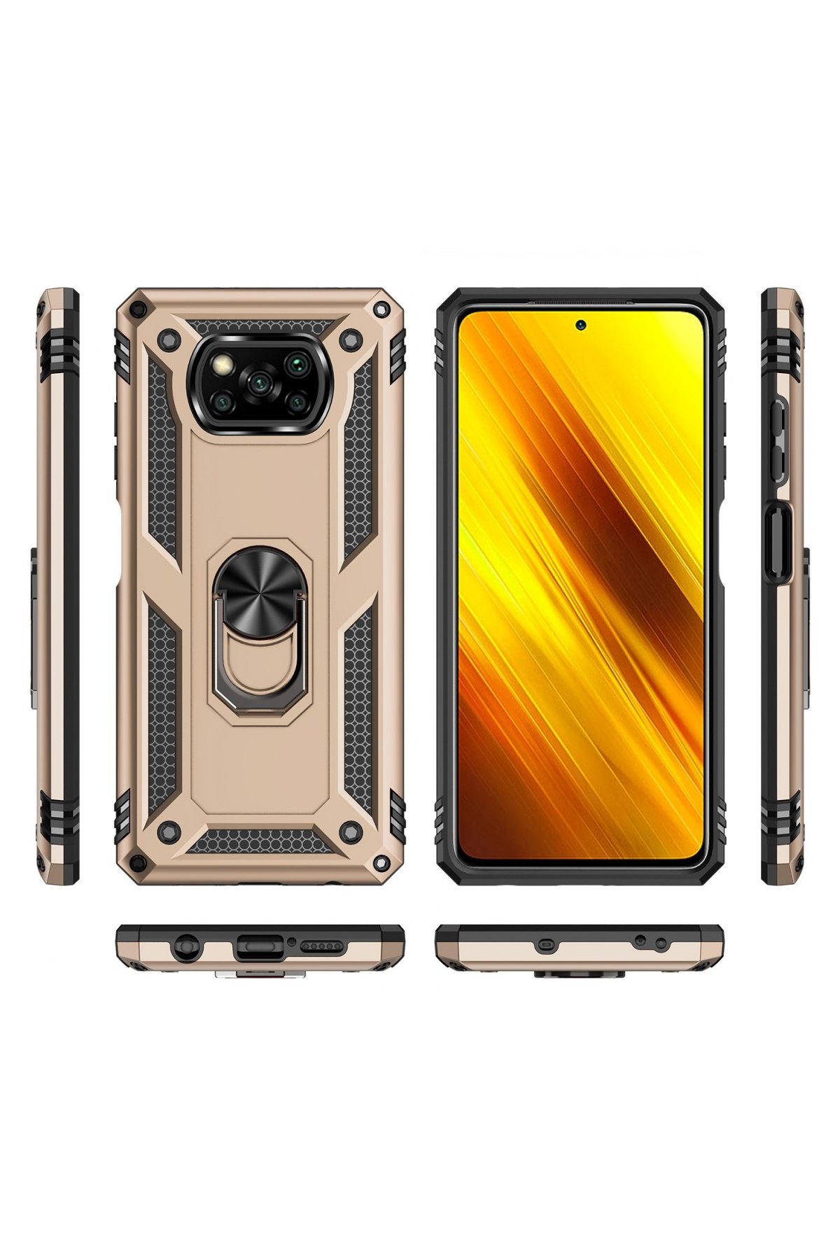 Newface Xiaomi Pocophone X3 Pro Kılıf Montreal Yüzüklü Silikon Kapak - Kırmızı