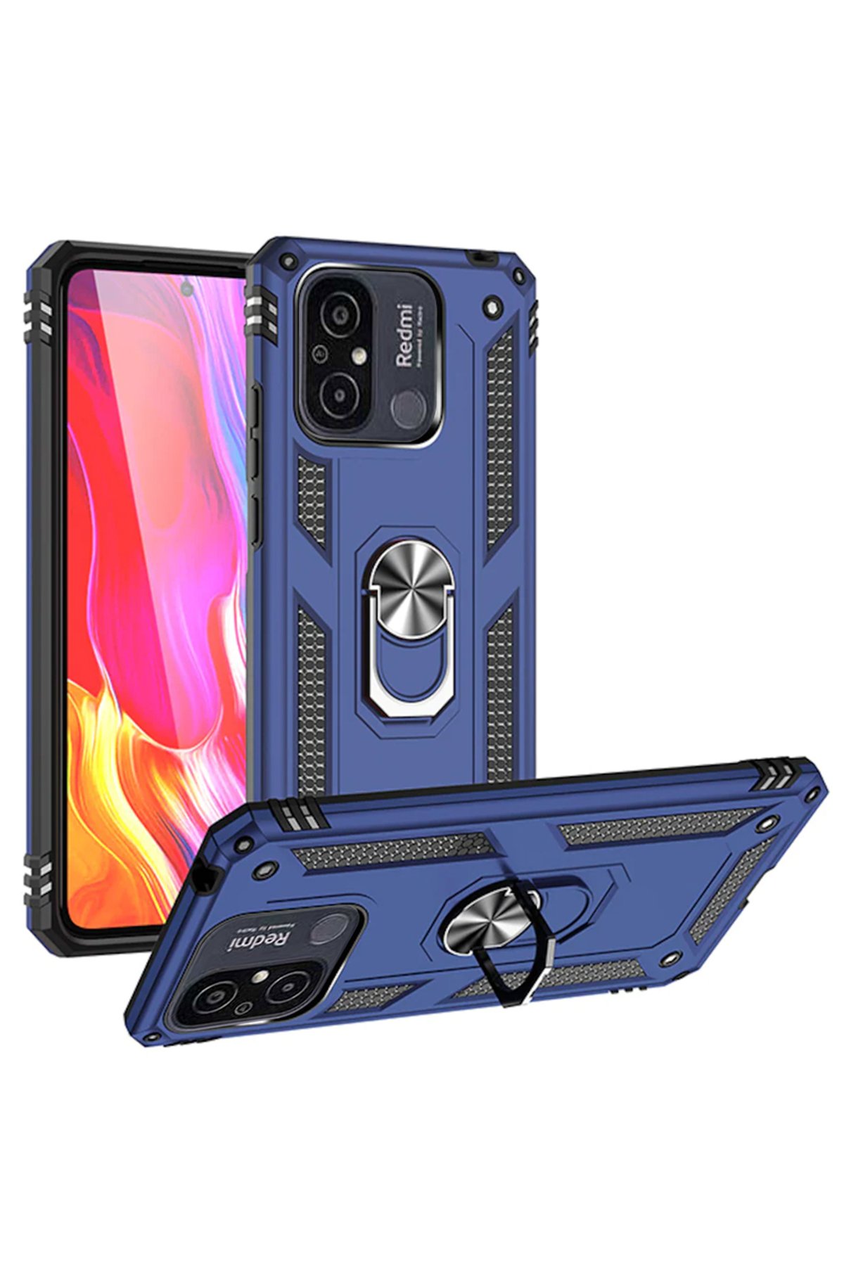 Newface Xiaomi Redmi 12C Kılıf Montreal Yüzüklü Silikon Kapak - Sarı