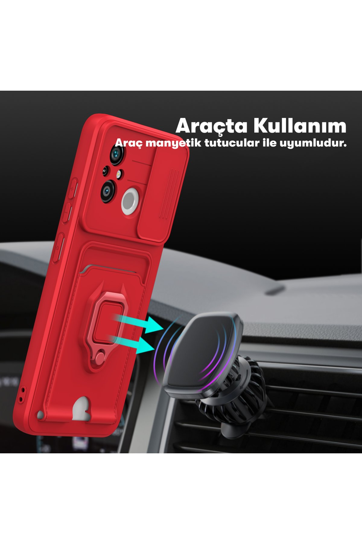 Newface Xiaomi Redmi 12C Kılıf Sofya Yüzüklü Silikon Kapak - Rose