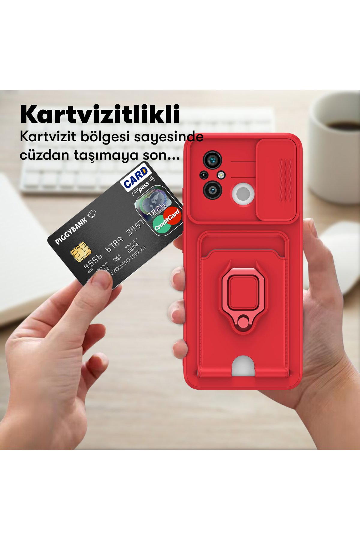 Newface Xiaomi Redmi 12C Kılıf Sofya Yüzüklü Silikon Kapak - Rose