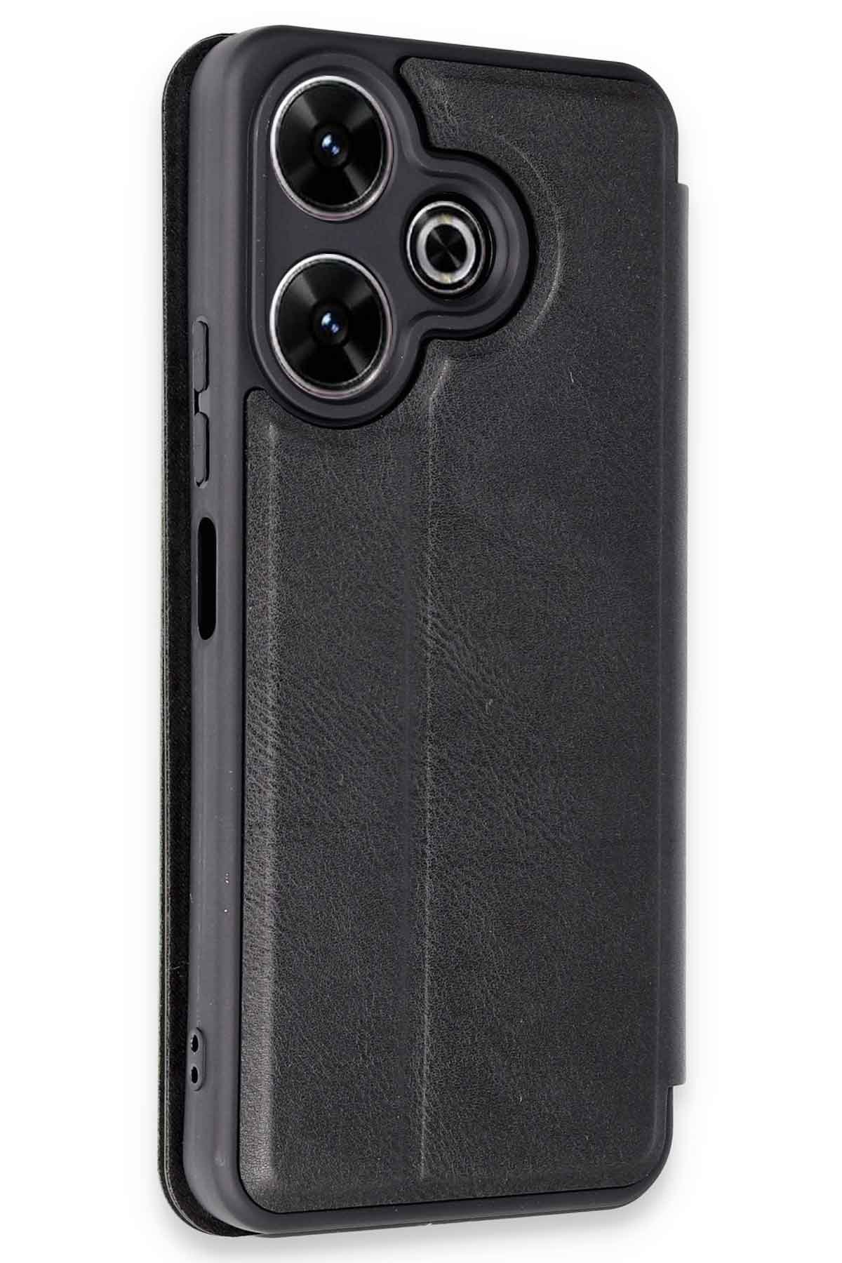Newface Xiaomi Redmi 13 4G Kılıf Aras Deri Kapak - Koyu Yeşil