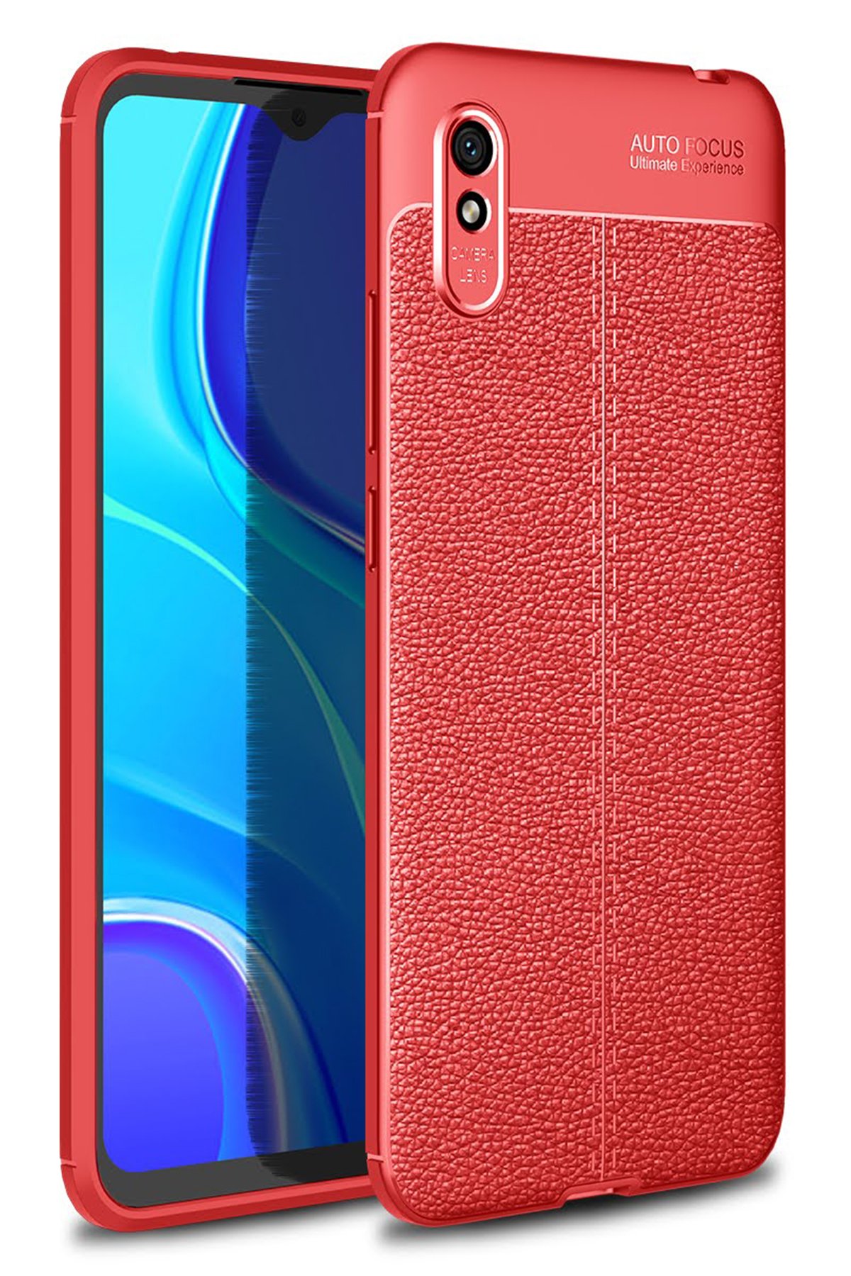 Newface Xiaomi Redmi 9A Kılıf Sofya Yüzüklü Silikon Kapak - Kırmızı