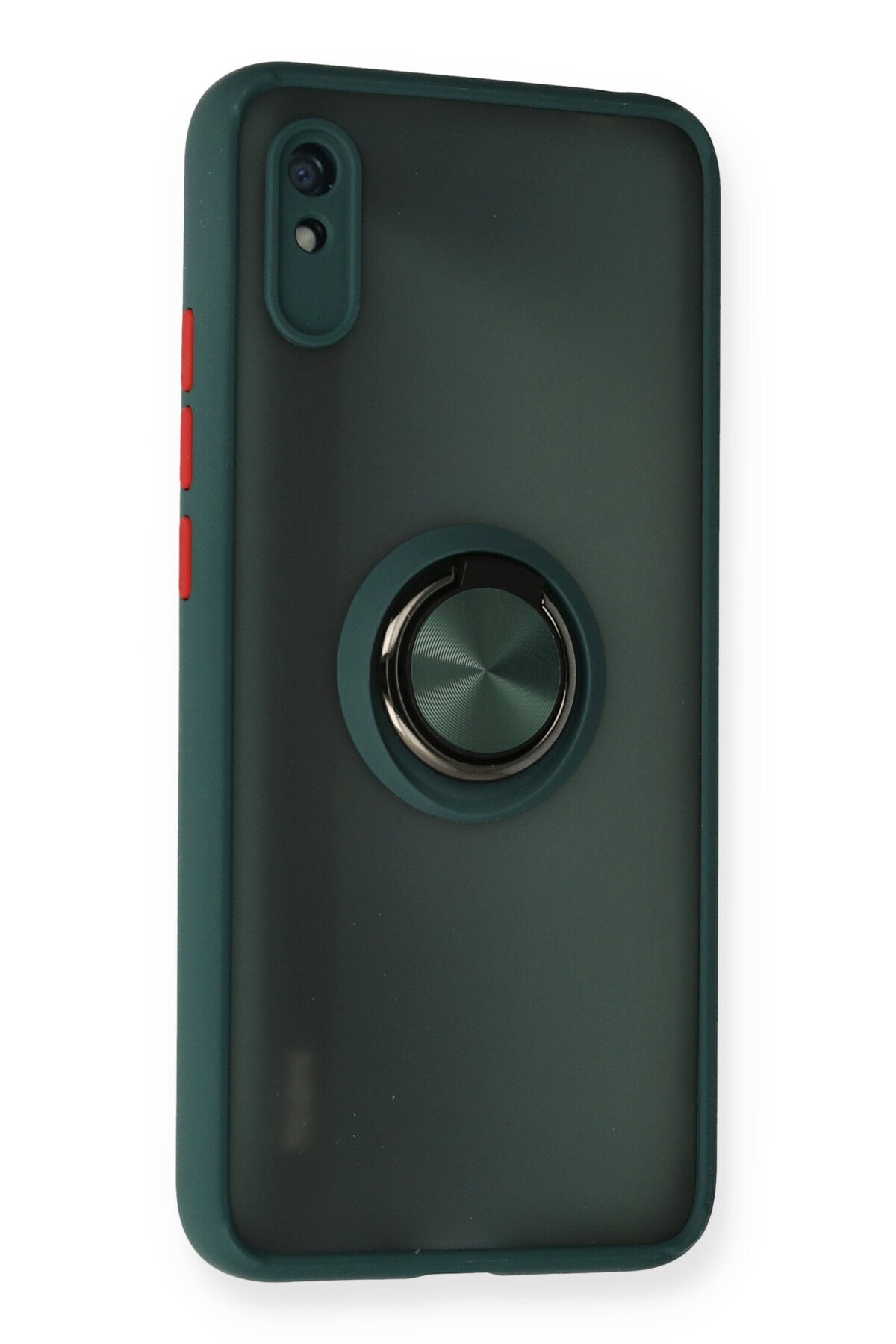 Newface Xiaomi Redmi 9A Kılıf Sofya Yüzüklü Silikon Kapak - Kırmızı