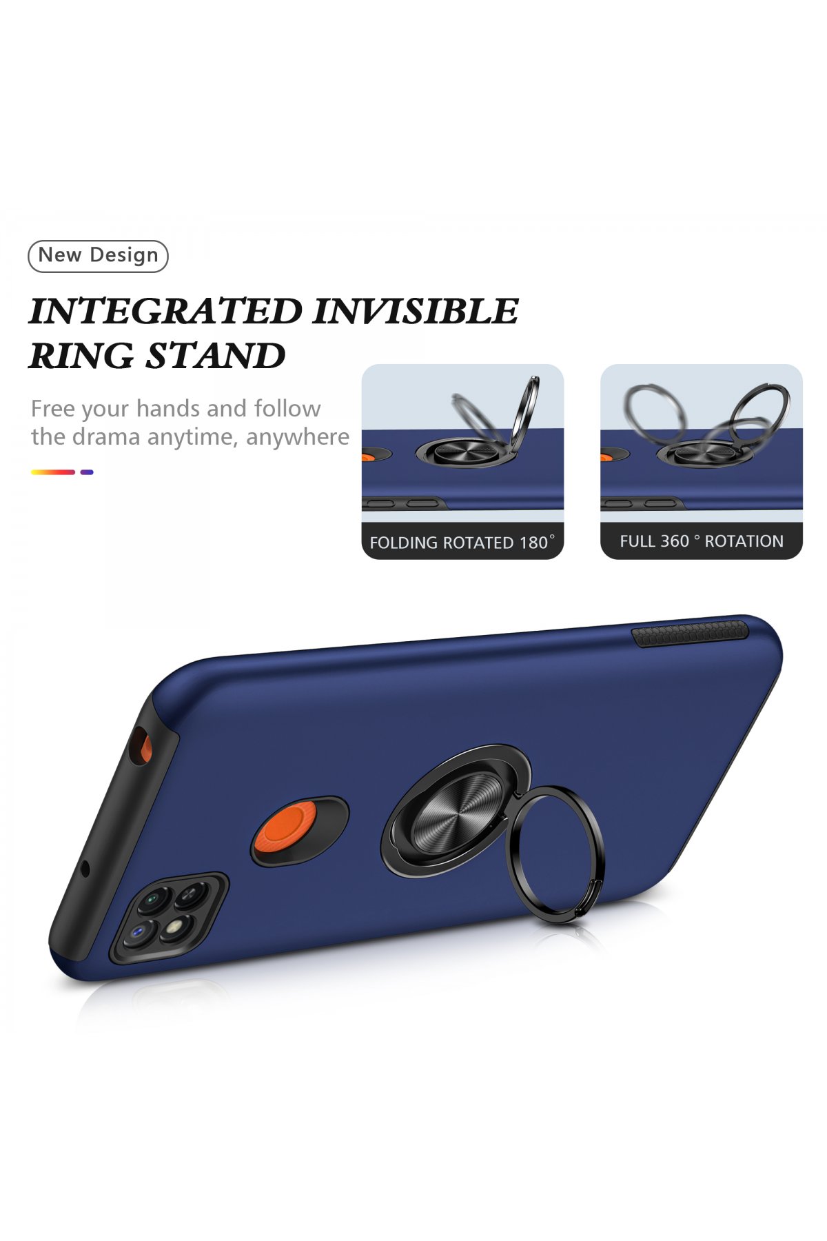 Newface Xiaomi Redmi 9C Kılıf Montreal Yüzüklü Silikon Kapak - Buz Mavi
