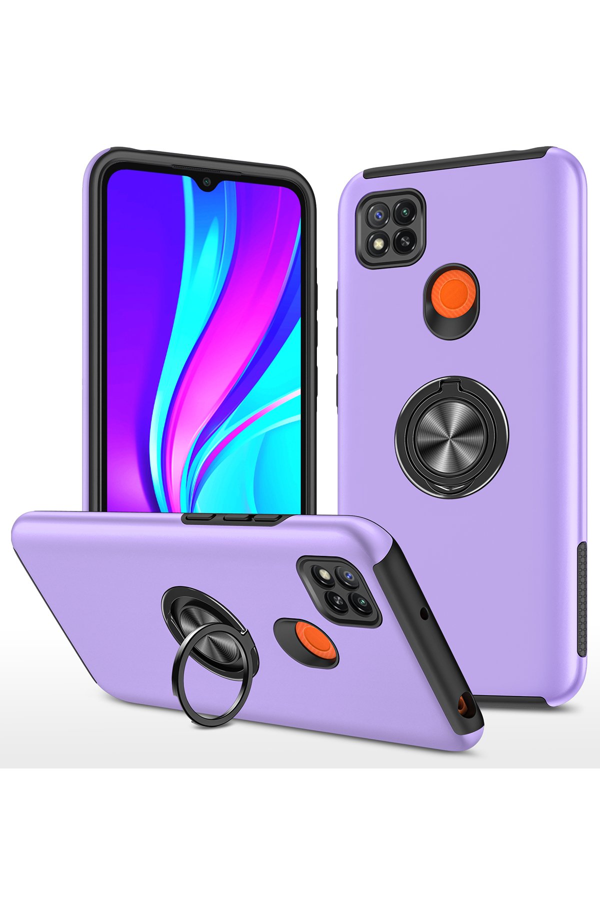 Newface Xiaomi Redmi 9C Kılıf Sofya Yüzüklü Silikon Kapak - Rose