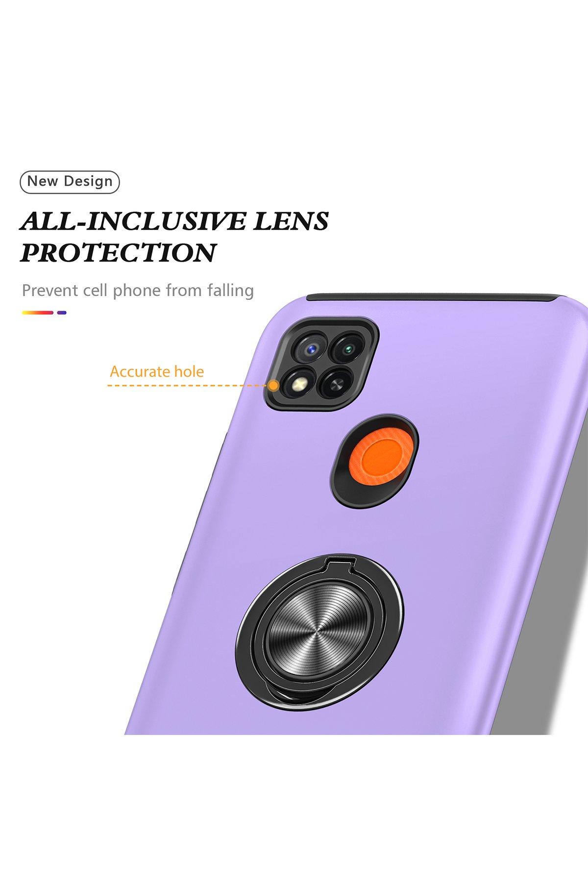 Newface Xiaomi Redmi 9C Kılıf Sofya Yüzüklü Silikon Kapak - Rose