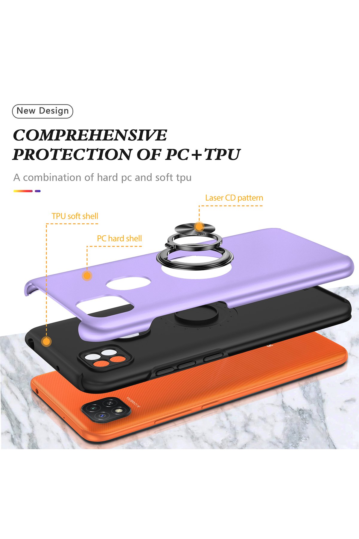 Newface Xiaomi Redmi 9C Kılıf Sofya Yüzüklü Silikon Kapak - Rose