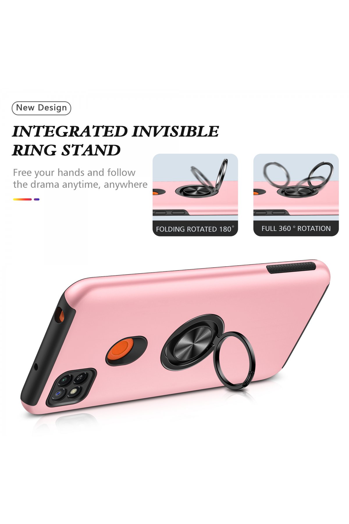 Newface Xiaomi Redmi 9C Kılıf Sofya Yüzüklü Silikon Kapak - Gümüş