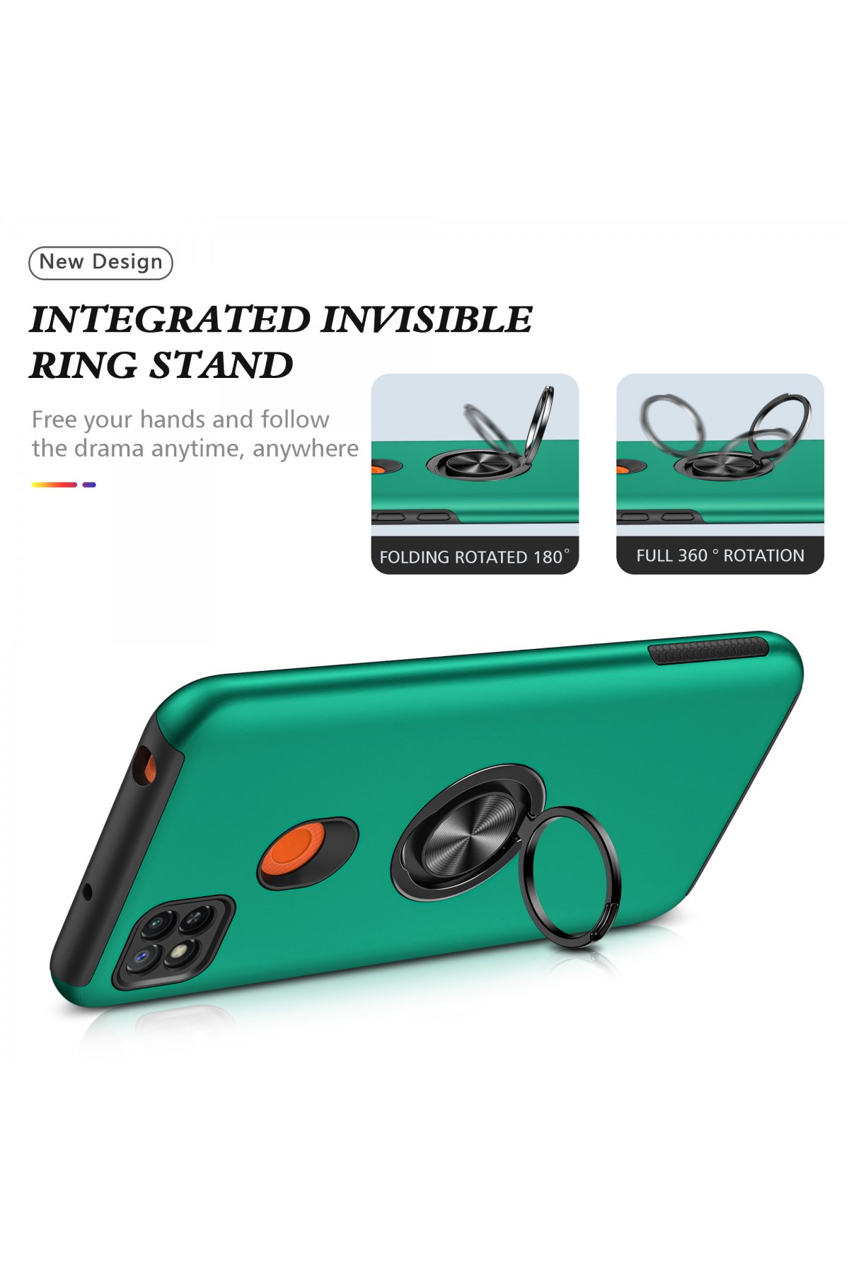 Newface Xiaomi Redmi 9C Kılıf Zuma Kartvizitli Yüzüklü Silikon - Lacivert