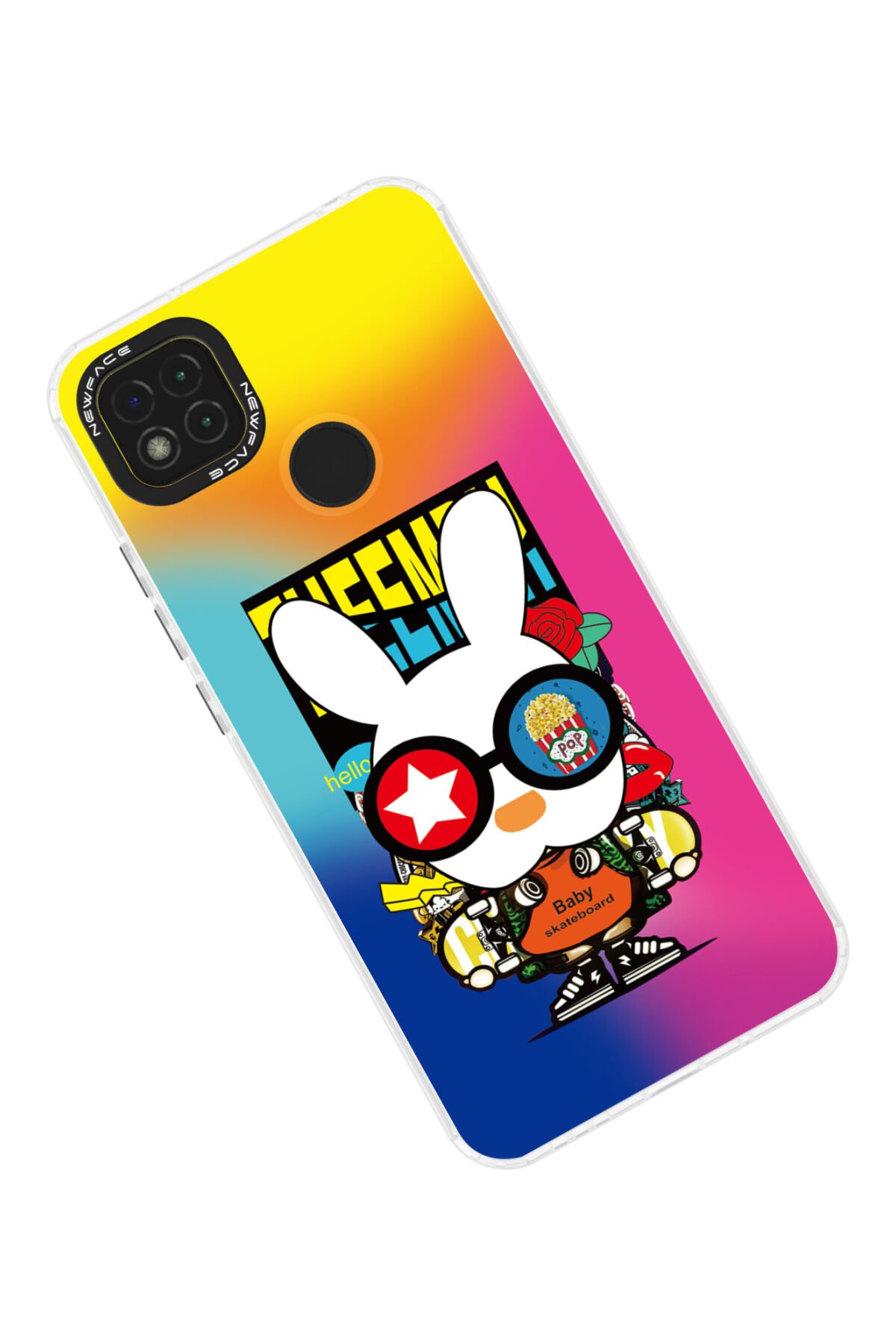 Newface Xiaomi Redmi 9C Kılıf Glass Kapak - Bordo