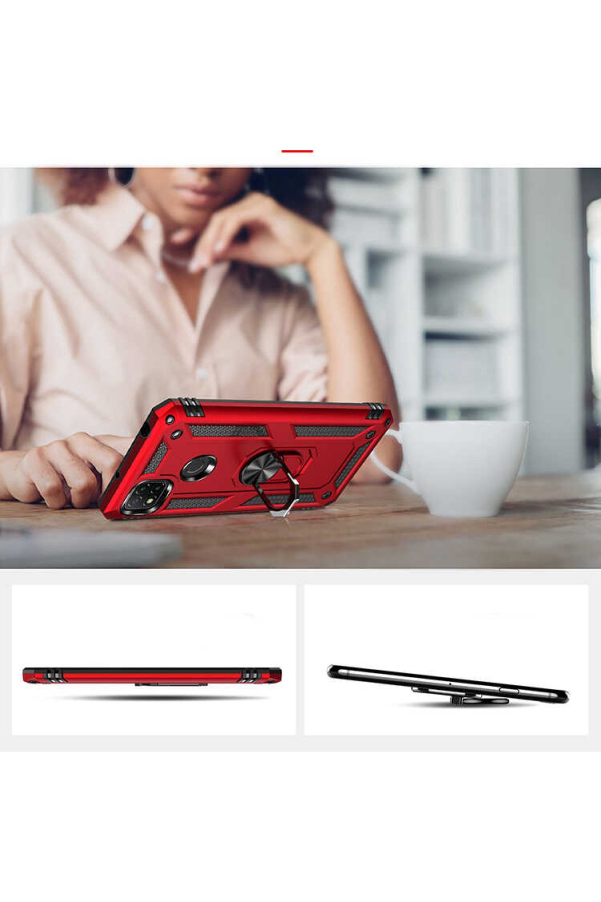 Newface Xiaomi Redmi 9C Kılıf Mega Standlı Silikon - Lila