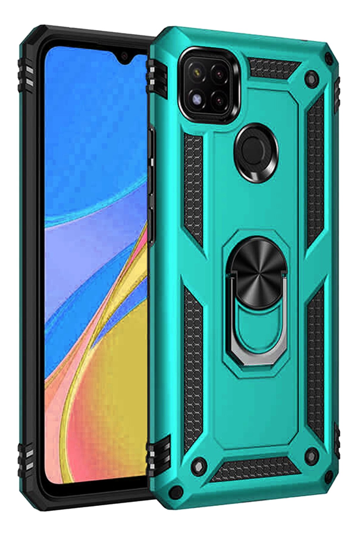 Newface Xiaomi Redmi 9C Kılıf Glass Kapak - Siyah