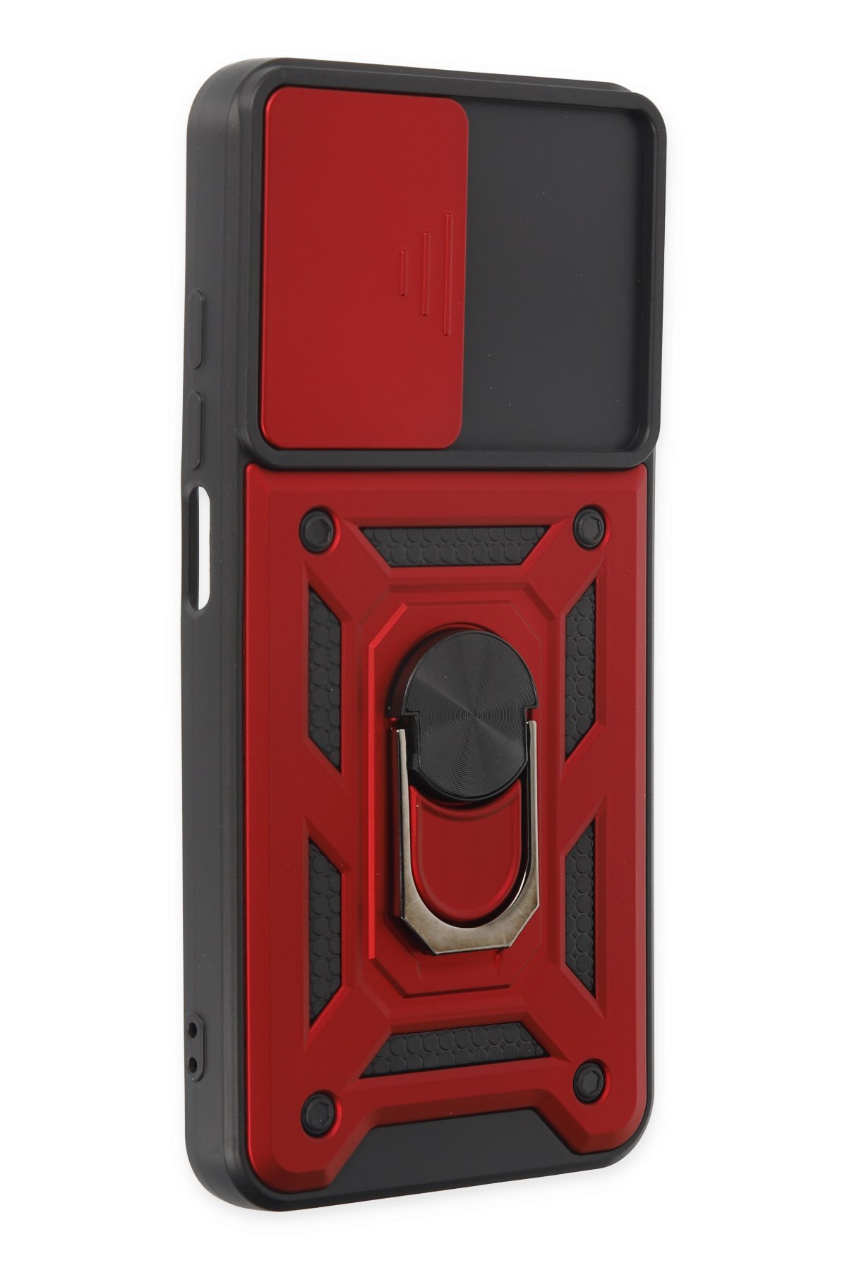 Newface Xiaomi Redmi 9T Kılıf Range Yüzüklü Silikon - Siyah-Kırmızı