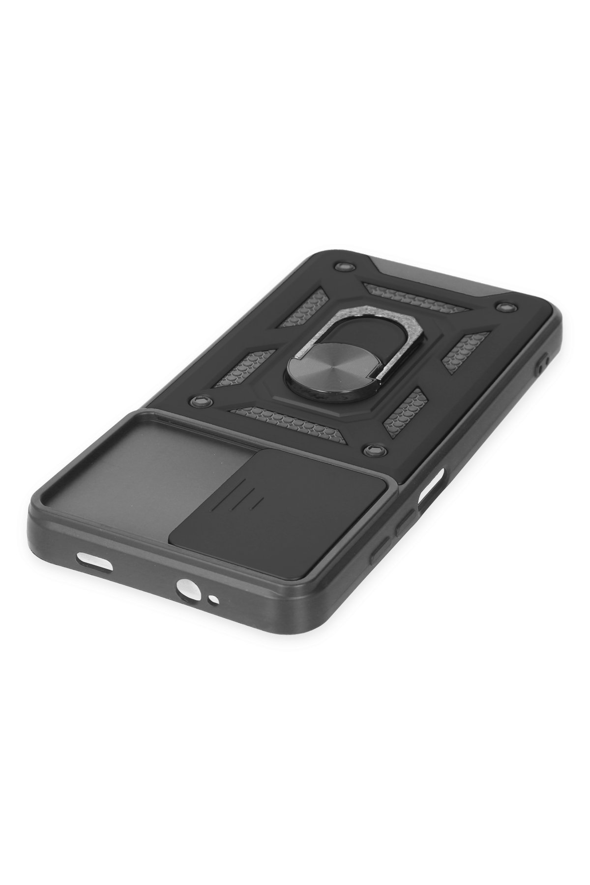 Newface Xiaomi Redmi 9T Kılıf Sofya Yüzüklü Silikon Kapak - Siyah