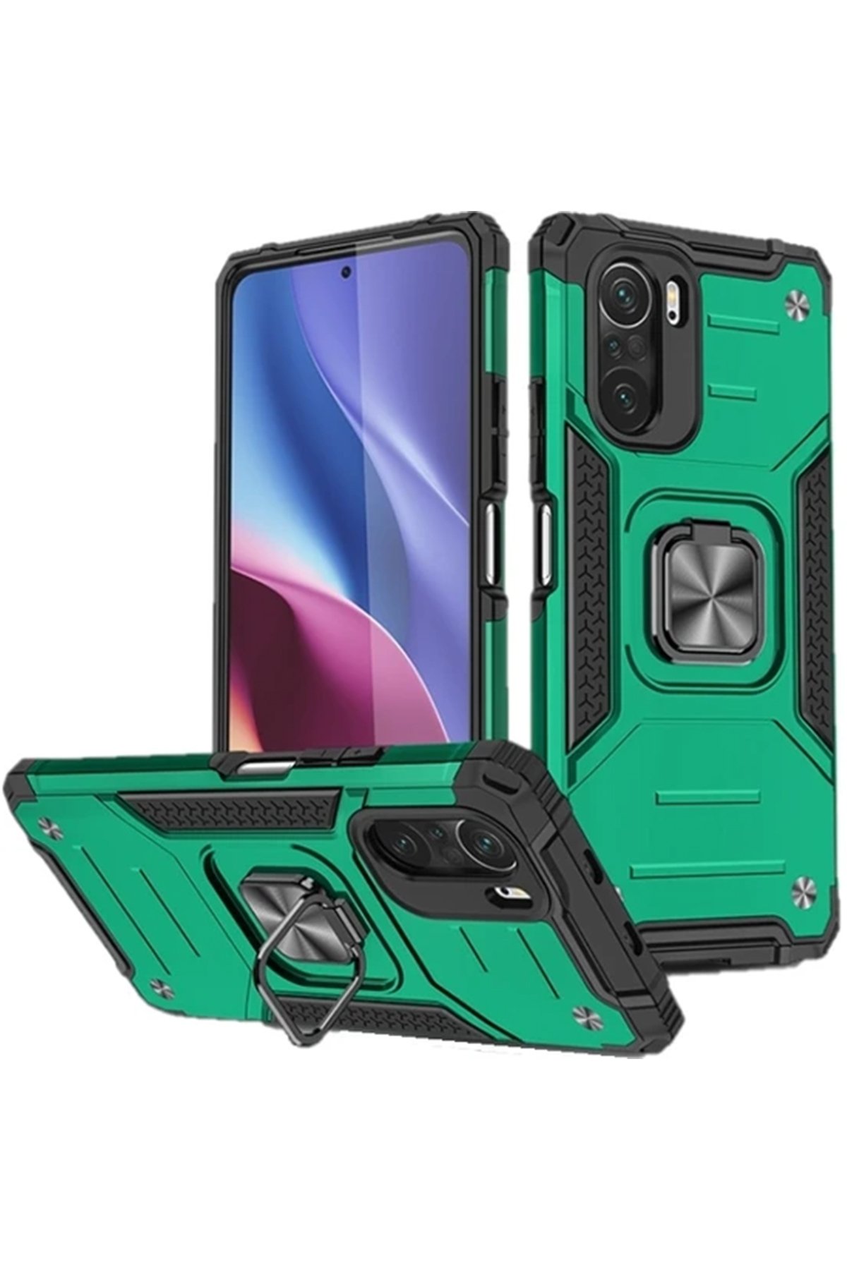 Newface Xiaomi Redmi K40 Kılıf Viktor Yüzüklü Silikon - Pembe