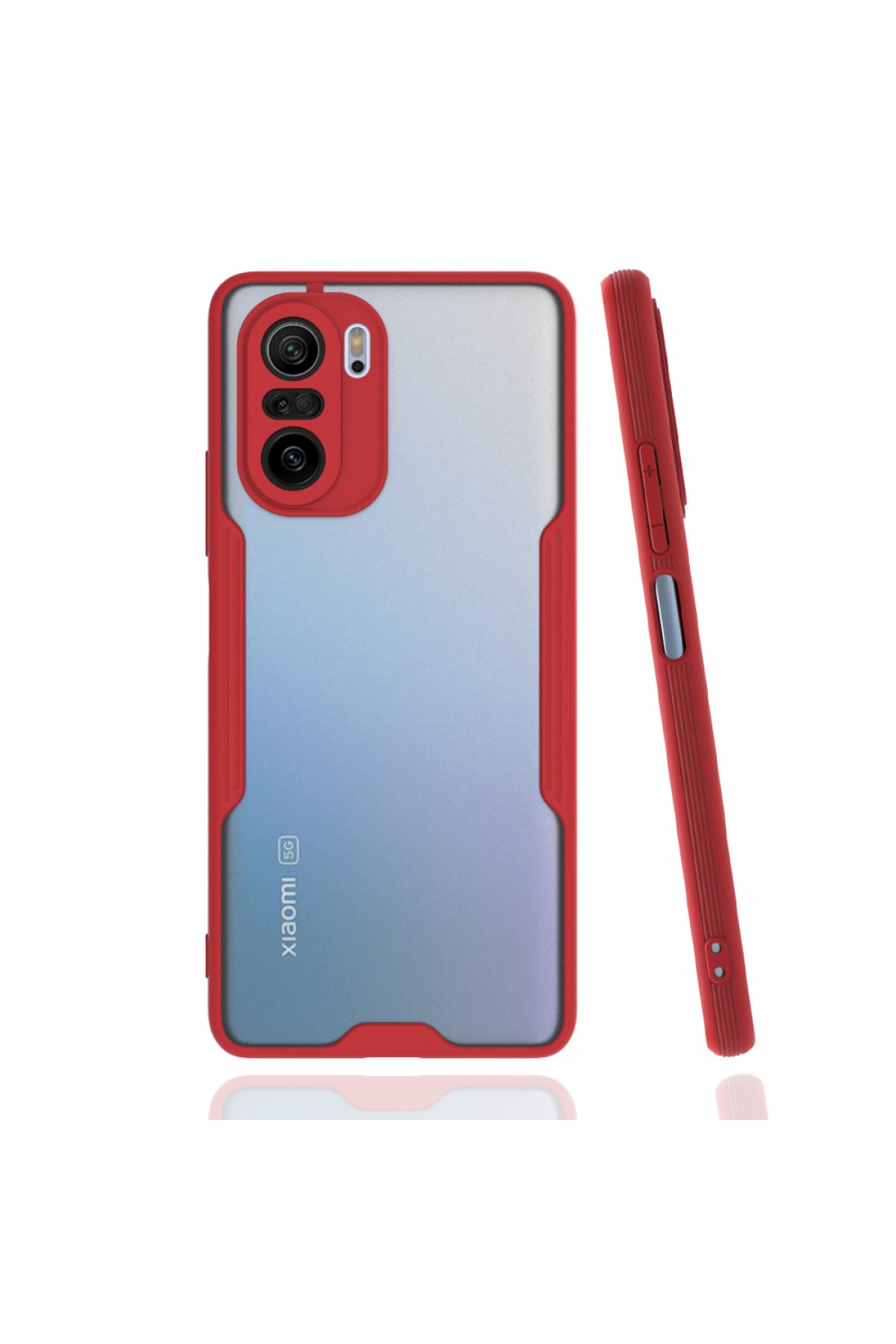 Newface Xiaomi Redmi K40 Pro Kılıf Miami Şeffaf Silikon - Kırmızı