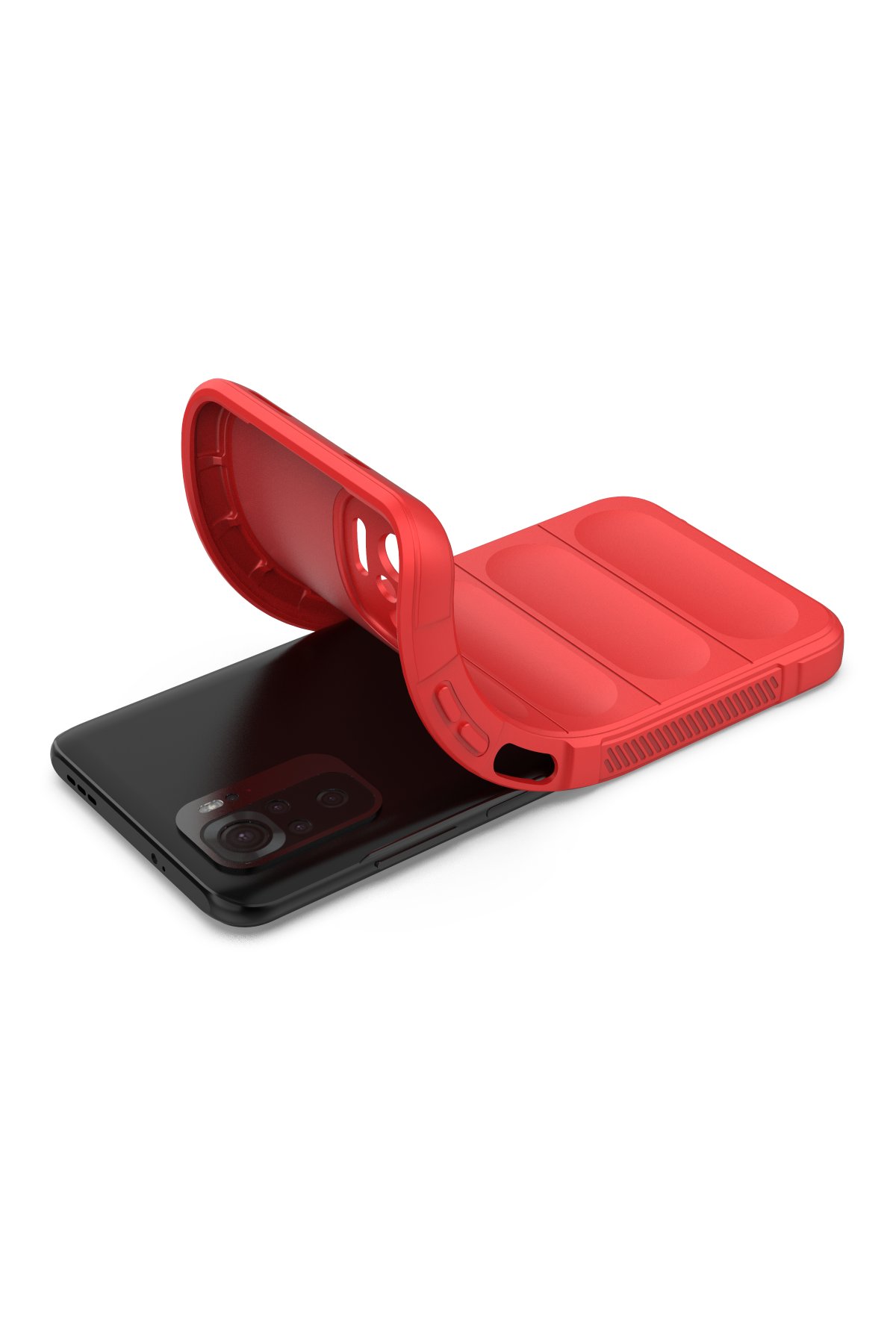 Newface Xiaomi Redmi Note 10 Kılıf Range Yüzüklü Silikon - Kırmızı
