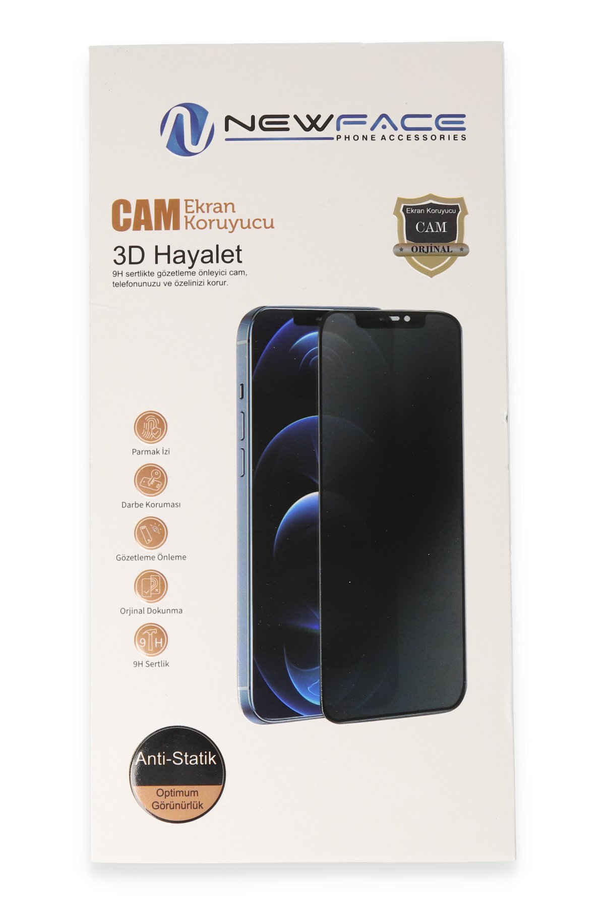 Newface iPhone 7 Plus 3D Antistatik Cam Ekran Koruyucu - Siyah