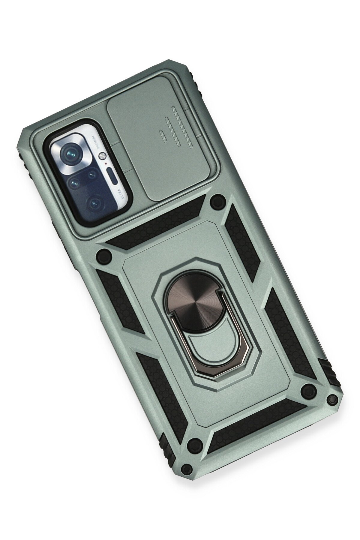 Newface Xiaomi Redmi Note 10 Pro Kılıf Pars Lens Yüzüklü Silikon - Gümüş