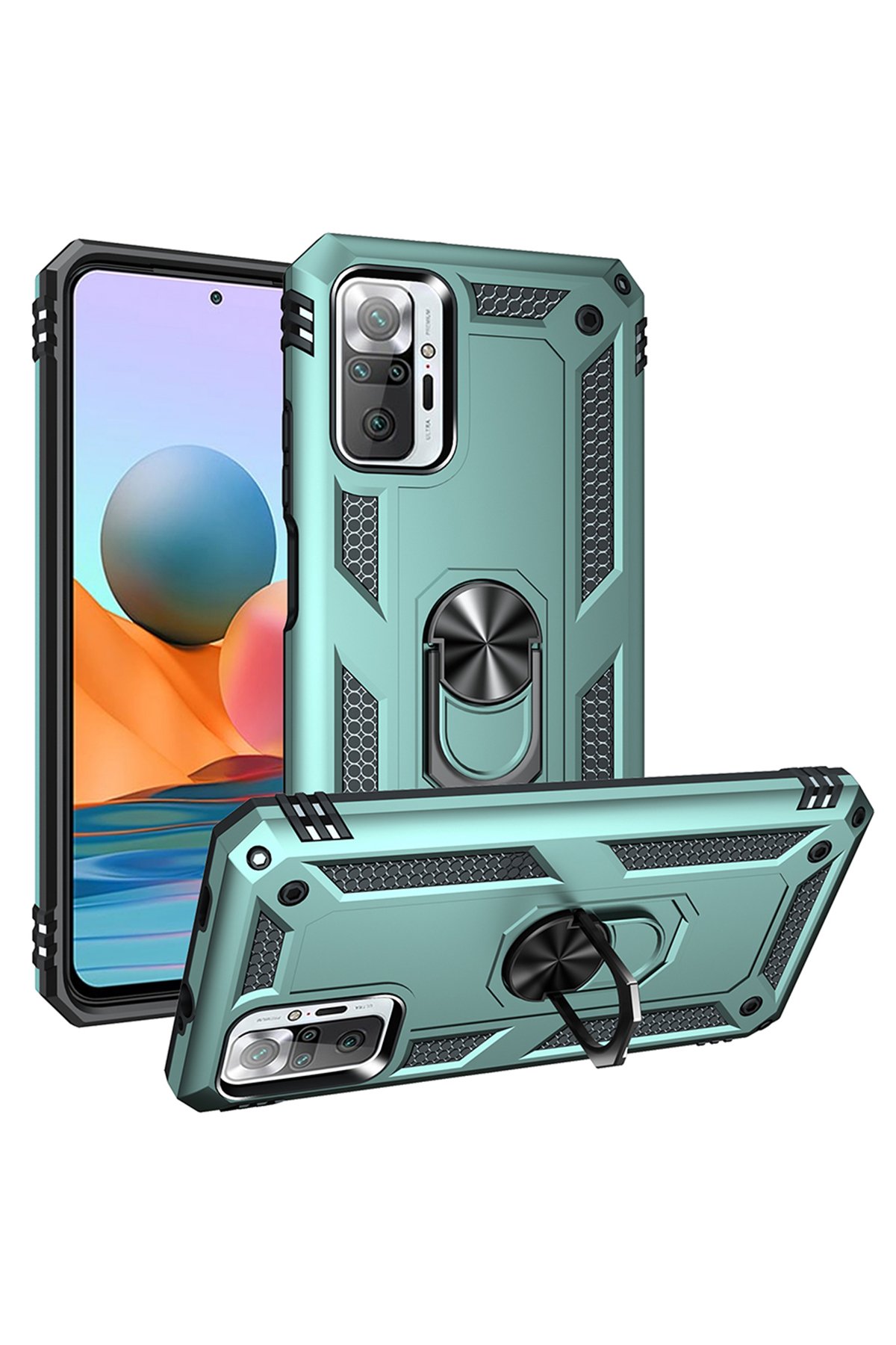 Newface Xiaomi Redmi Note 10 Pro Kılıf Montreal Yüzüklü Silikon Kapak - Lacivert