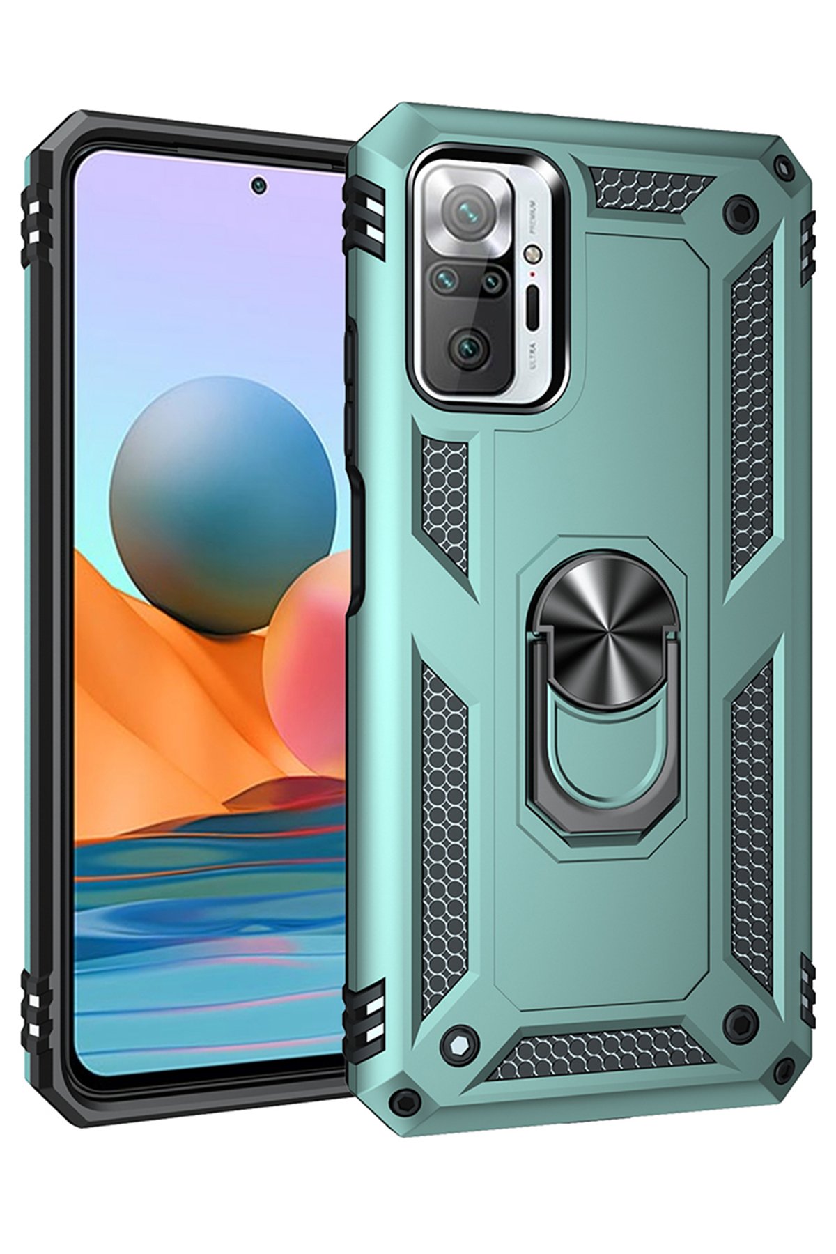 Newface Xiaomi Redmi Note 10 Pro Kılıf Montreal Yüzüklü Silikon Kapak - Lacivert