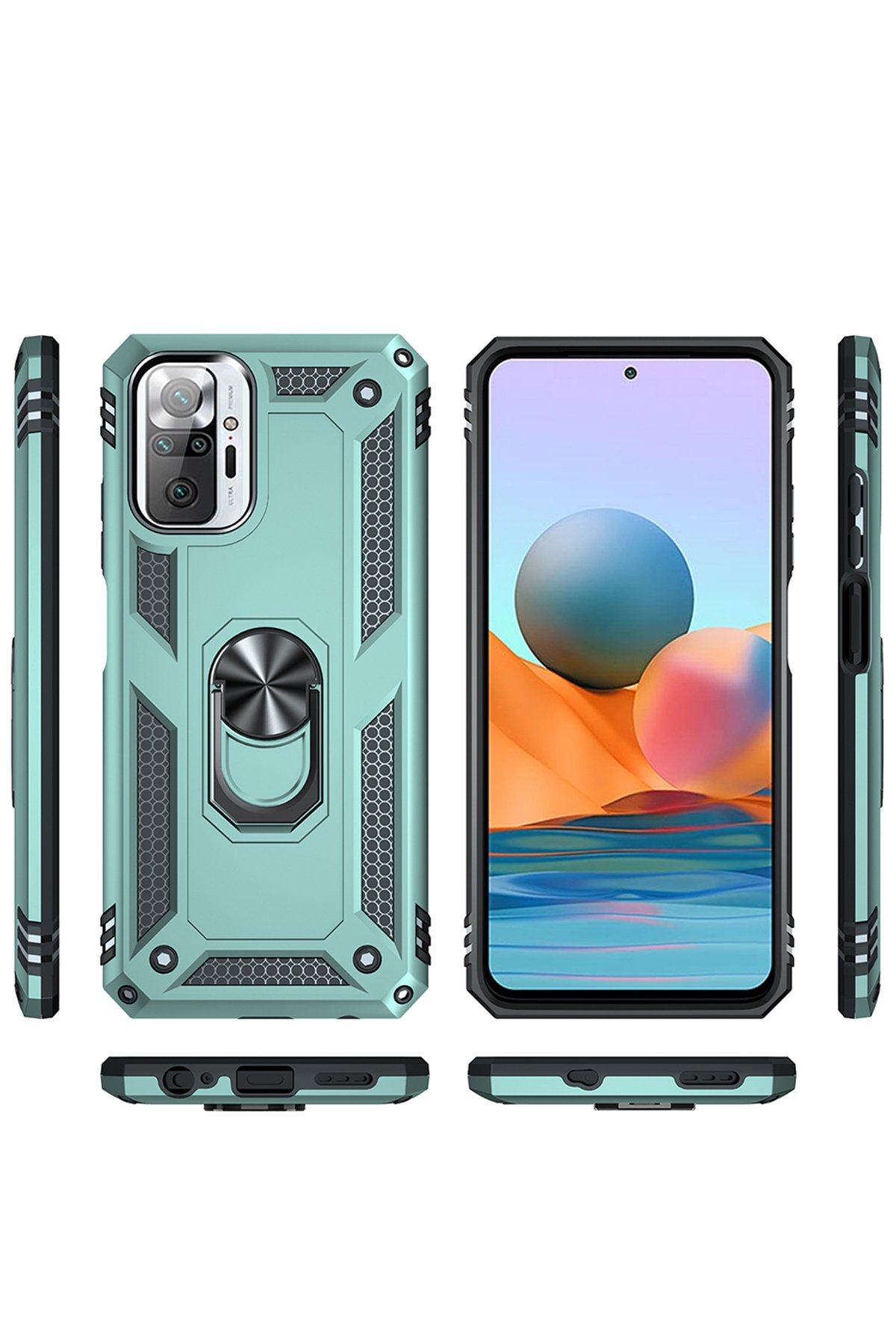 Newface Xiaomi Redmi Note 10 Pro Kılıf Montreal Yüzüklü Silikon Kapak - Lacivert