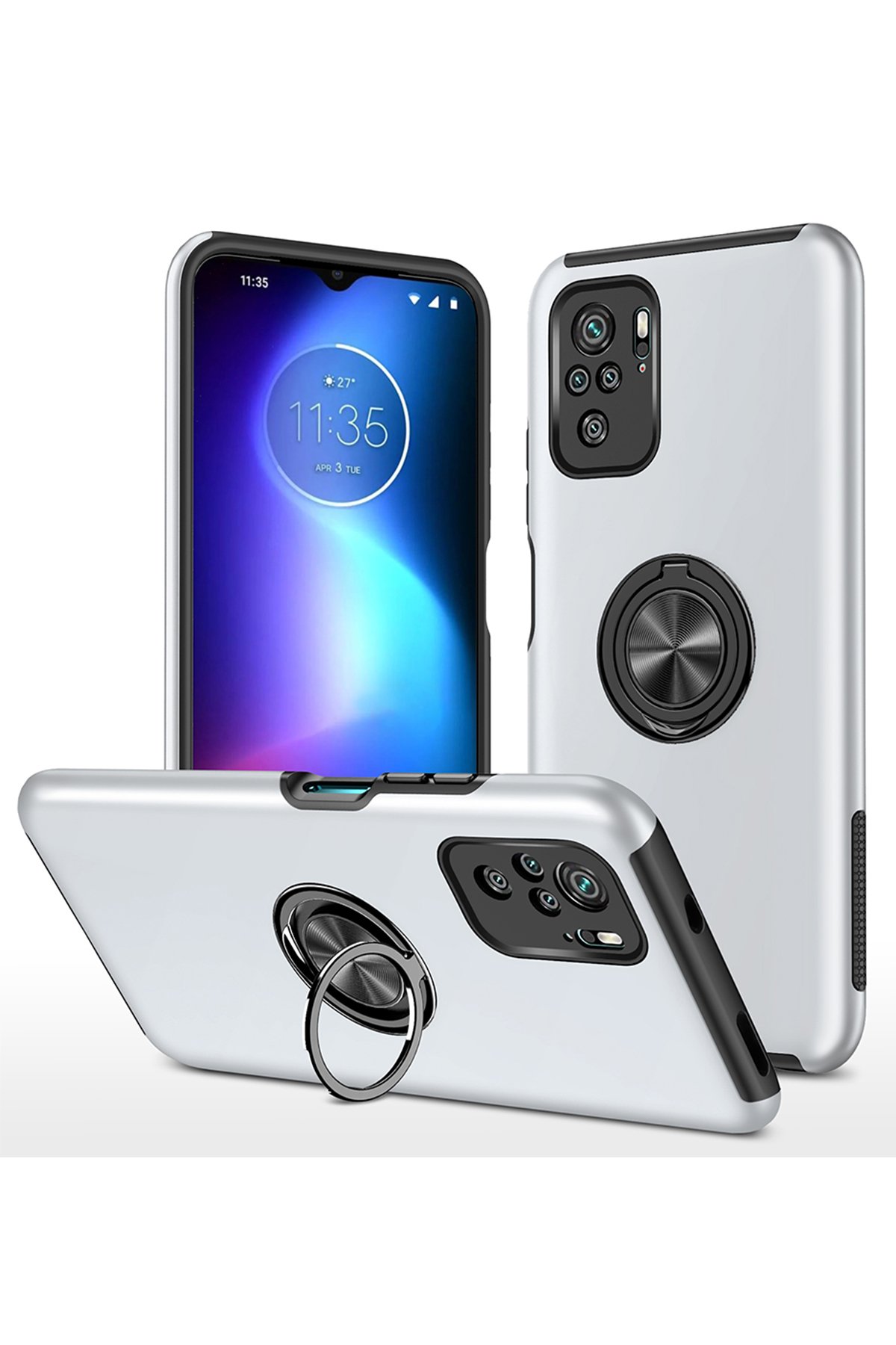 Newface Xiaomi Redmi Note 10S Kılıf Zuma Kartvizitli Yüzüklü Silikon - Kırmızı