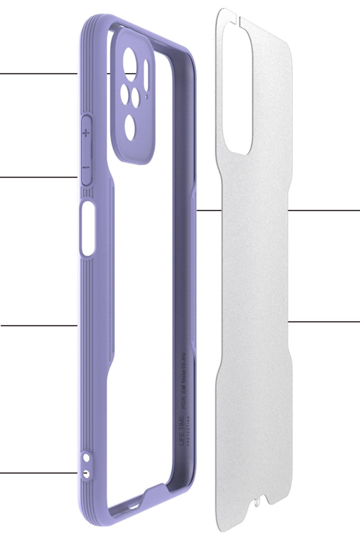 Newface Xiaomi Redmi Note 10S Kılıf Lansman Glass Kapak - Lacivert