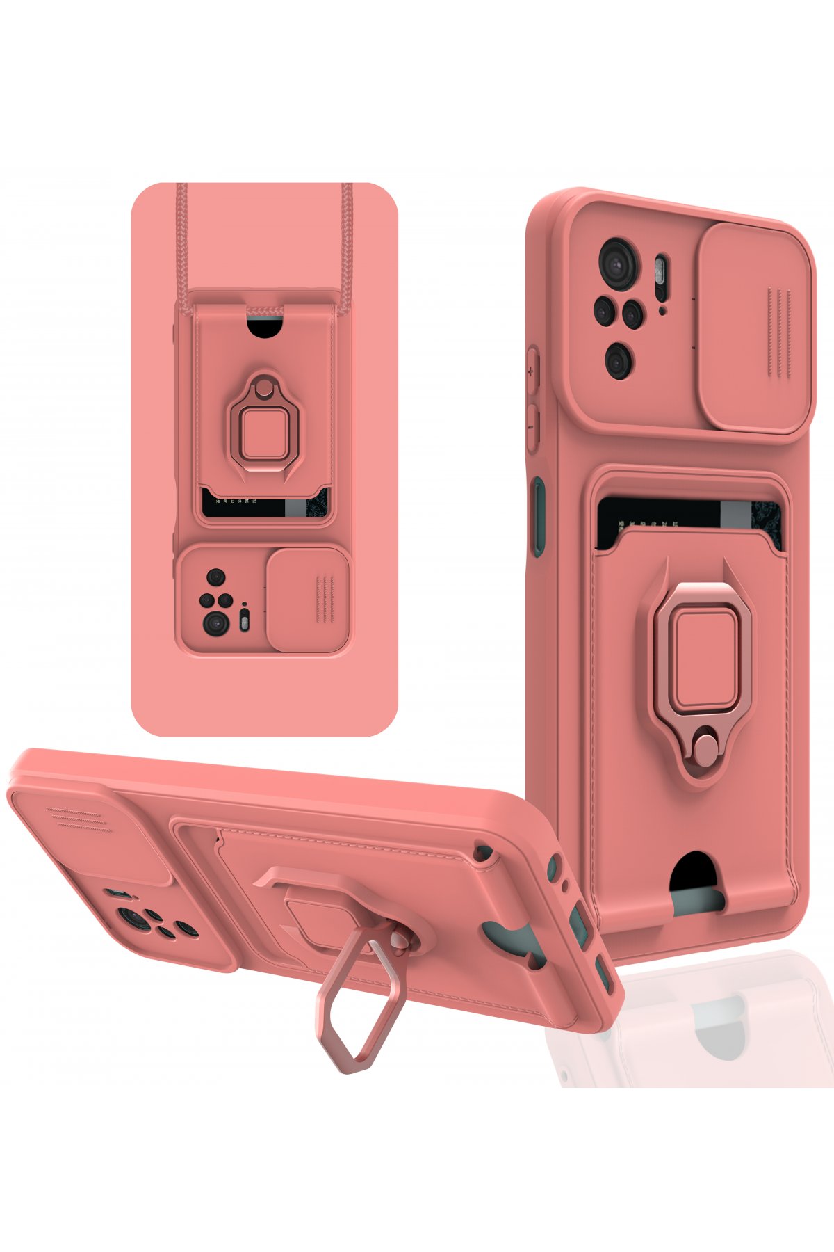 Newface Xiaomi Redmi Note 10S Kılıf Zuma Kartvizitli Yüzüklü Silikon - Lila