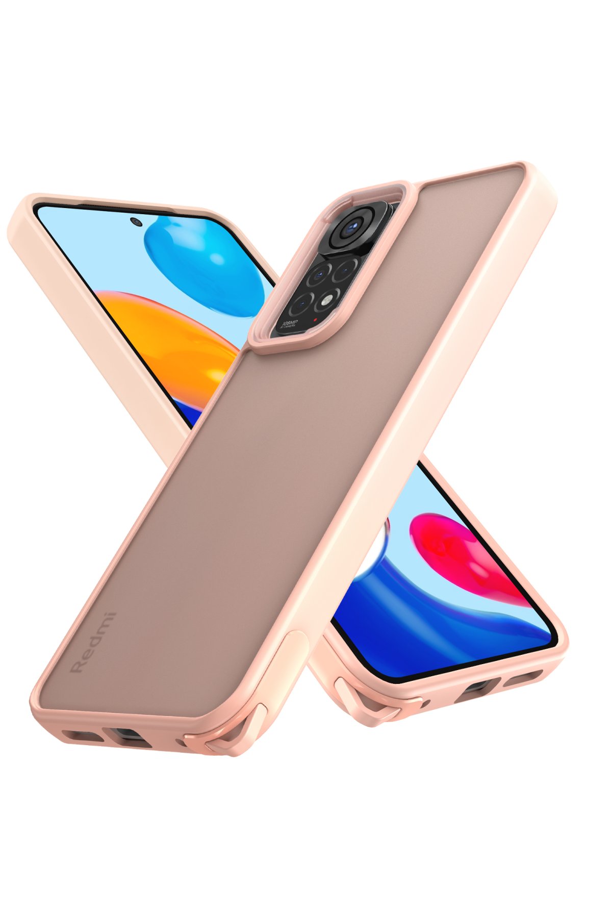 Newface Xiaomi Redmi Note 11 Kılıf Ebruli Lansman Silikon - Lacivert-Krem
