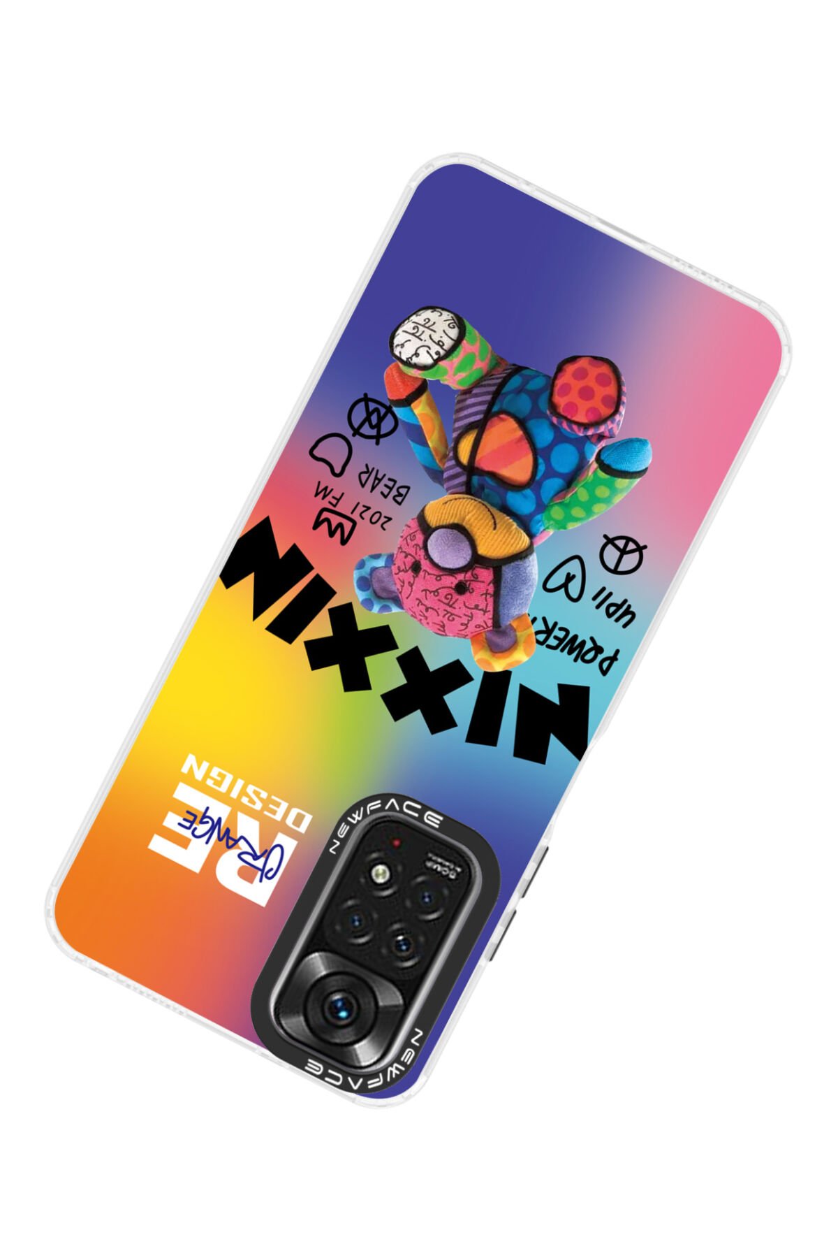 Newface Xiaomi Redmi Note 11S Kılıf Ebruli Lansman Silikon - Beyaz-Turuncu