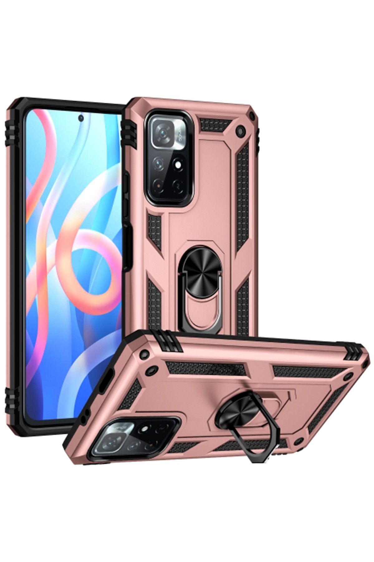 Newface Xiaomi Redmi Note 11T Kılıf Zuma Kartvizitli Yüzüklü Silikon - Siyah