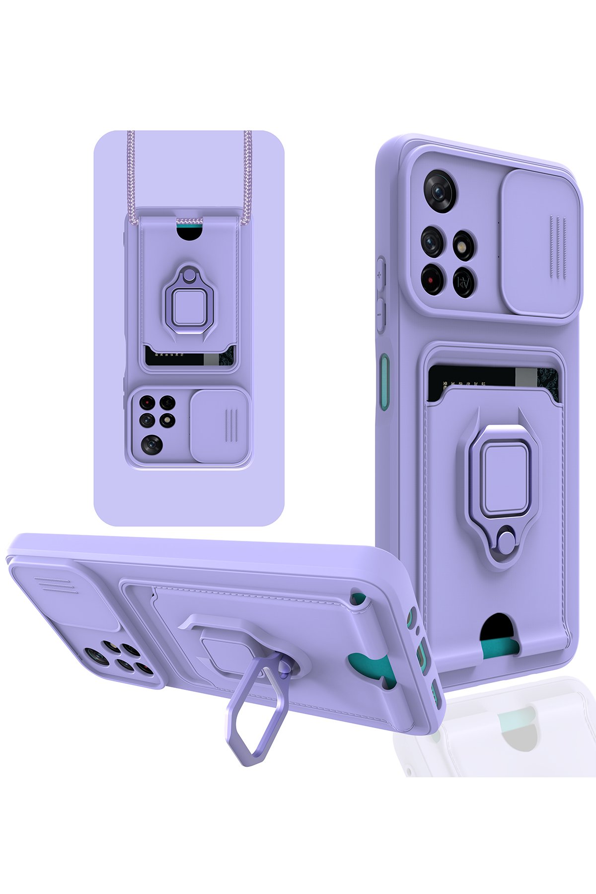 Newface Xiaomi Redmi Note 11T Kılıf Pars Lens Yüzüklü Silikon - Yeşil