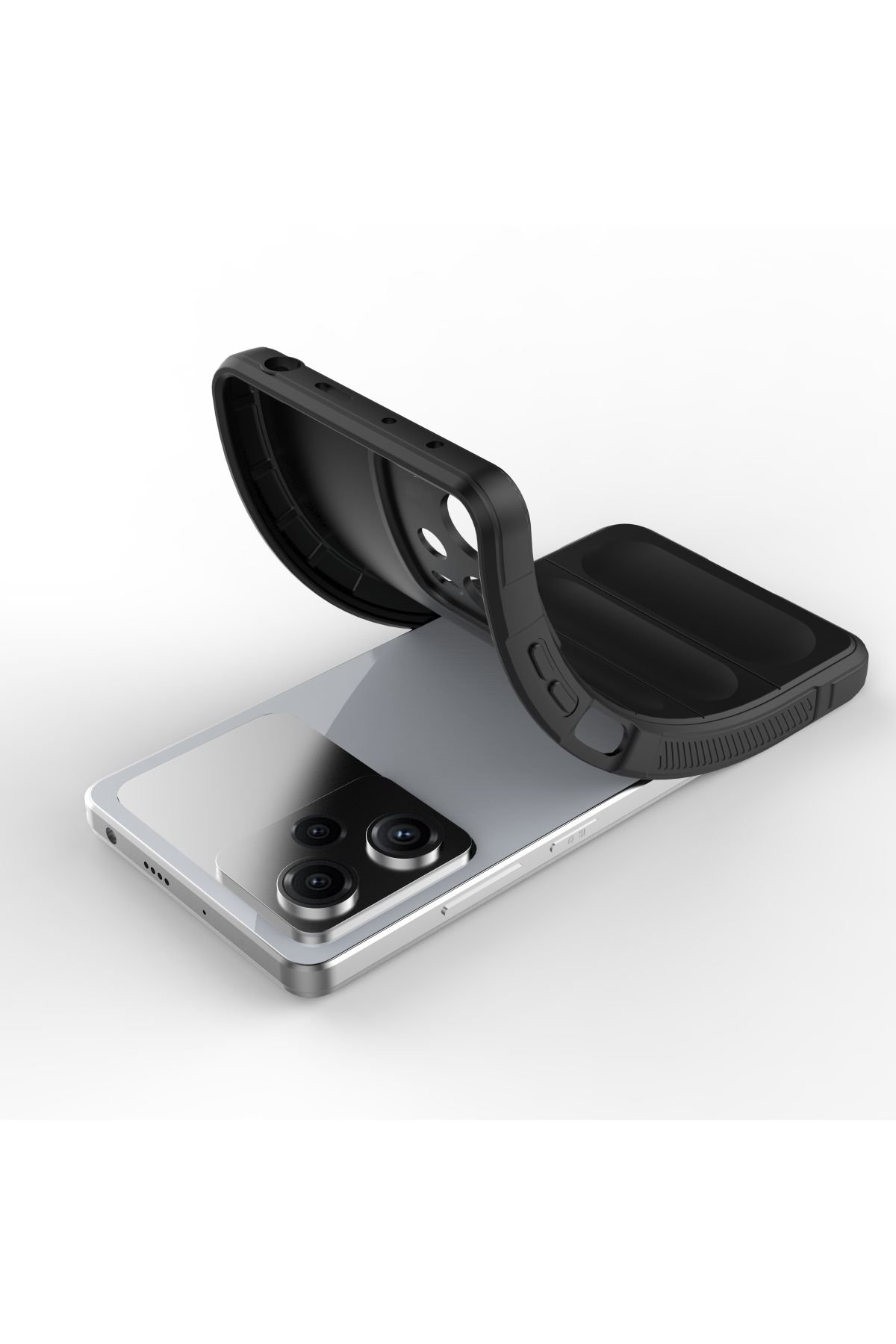 Newface Xiaomi Redmi Note 12 5G Kılıf Pars Lens Yüzüklü Silikon - Gümüş