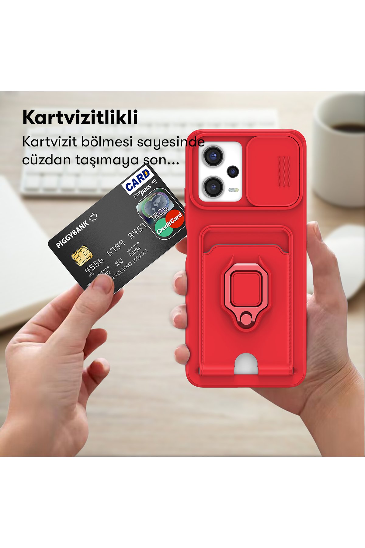 Newface Xiaomi Redmi Note 12 Pro 5G Kılıf Joy Lens Standlı Kapak - Mor