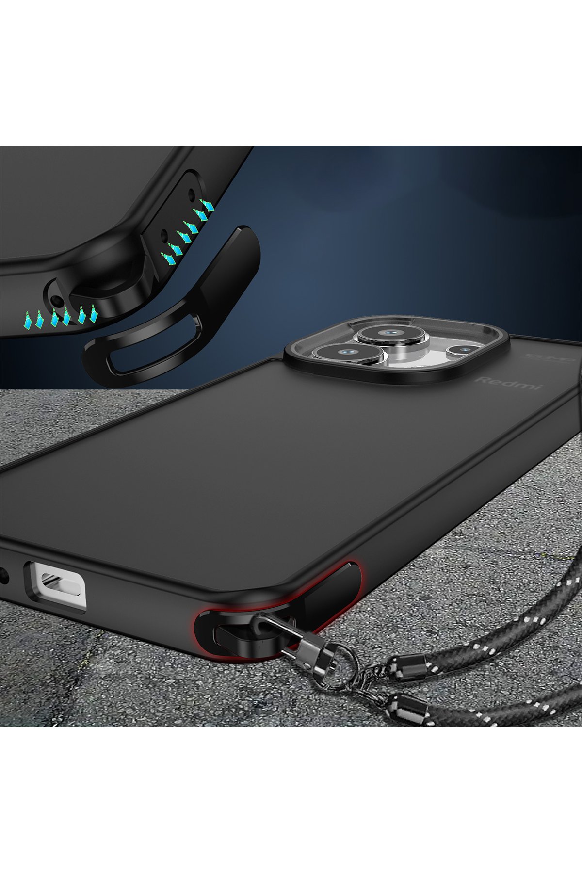 Newface Xiaomi Redmi Note 13 Pro 4G Kılıf Pars Lens Yüzüklü Silikon - Kırmızı