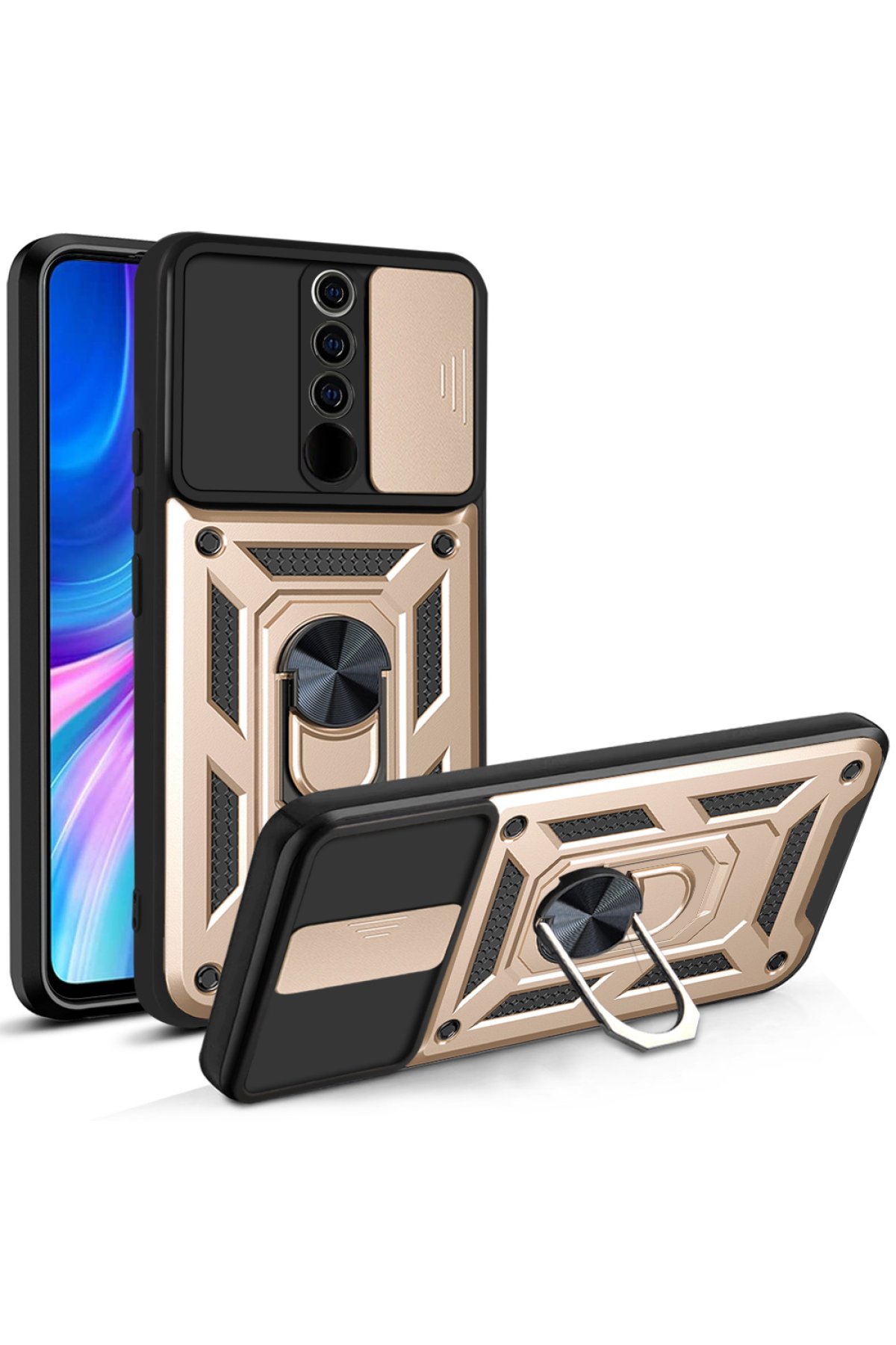 Newface Xiaomi Redmi Note 8 Pro Kılıf Mega Standlı Silikon - Lila