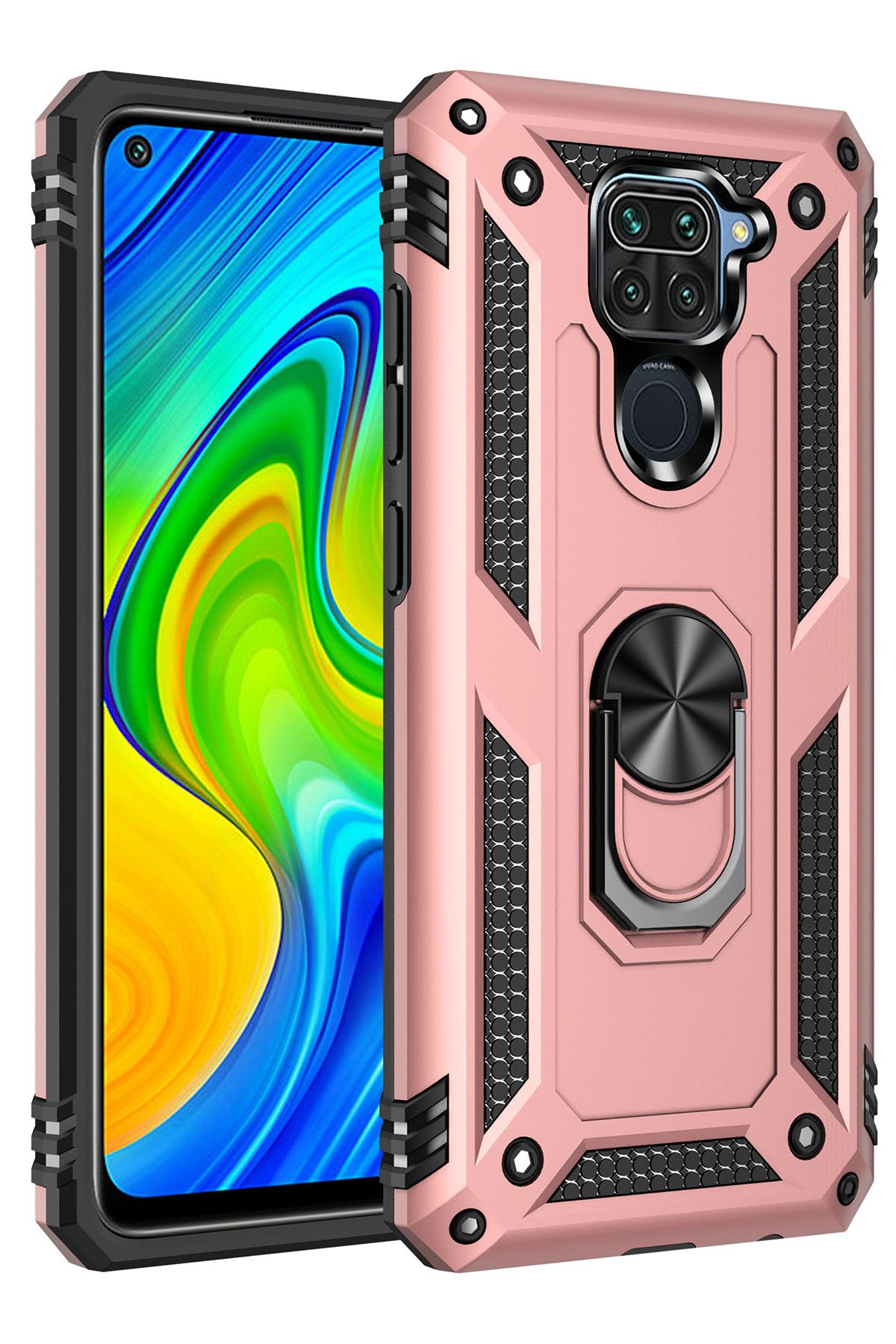 Newface Xiaomi Redmi Note 9 Kılıf Auto Focus Karbon Kapak - Kahverengi