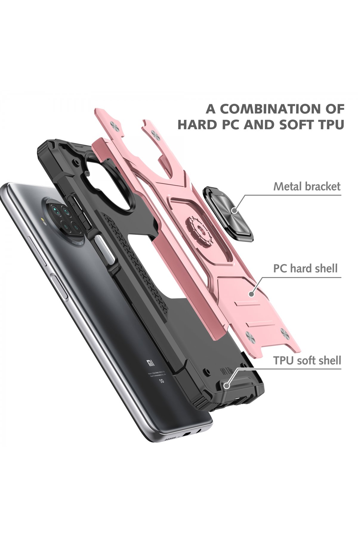 Newface Xiaomi Redmi Note 9 Pro 5G Kılıf Auto Focus Karbon Kapak - Kahverengi