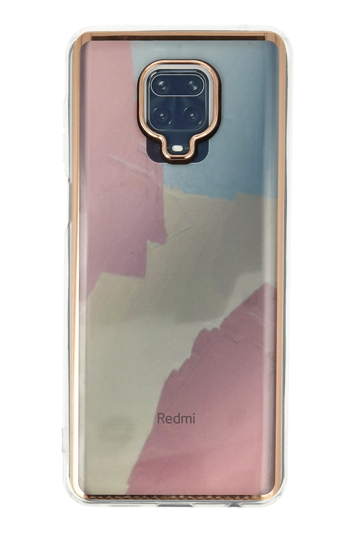 Newface Xiaomi Redmi Note 9 Pro Kılıf Razer Lensli Silikon - Gold