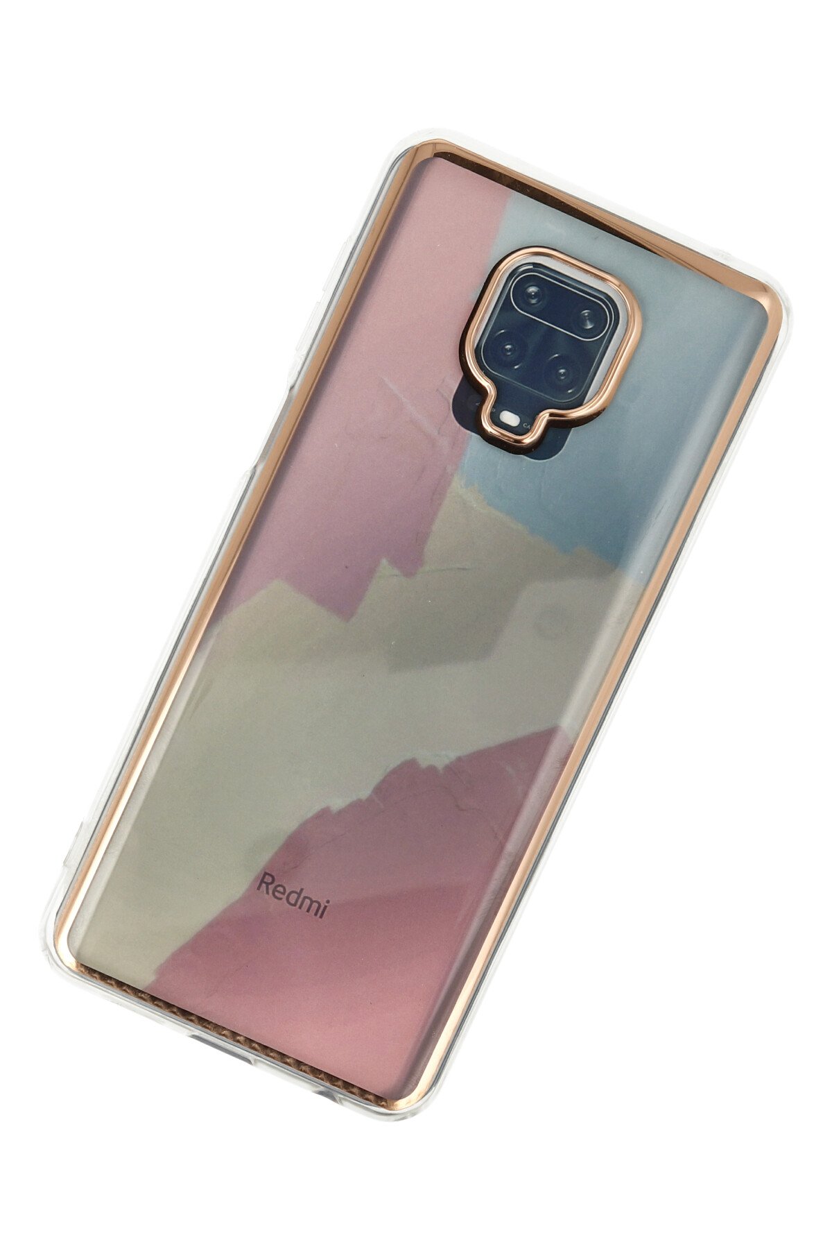 Newface Xiaomi Redmi Note 9 Pro Kılıf Razer Lensli Silikon - Gold