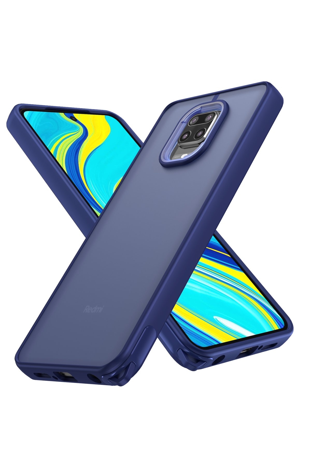 Newface Xiaomi Redmi Note 9 Pro Kılıf Montreal Yüzüklü Silikon Kapak - Lacivert